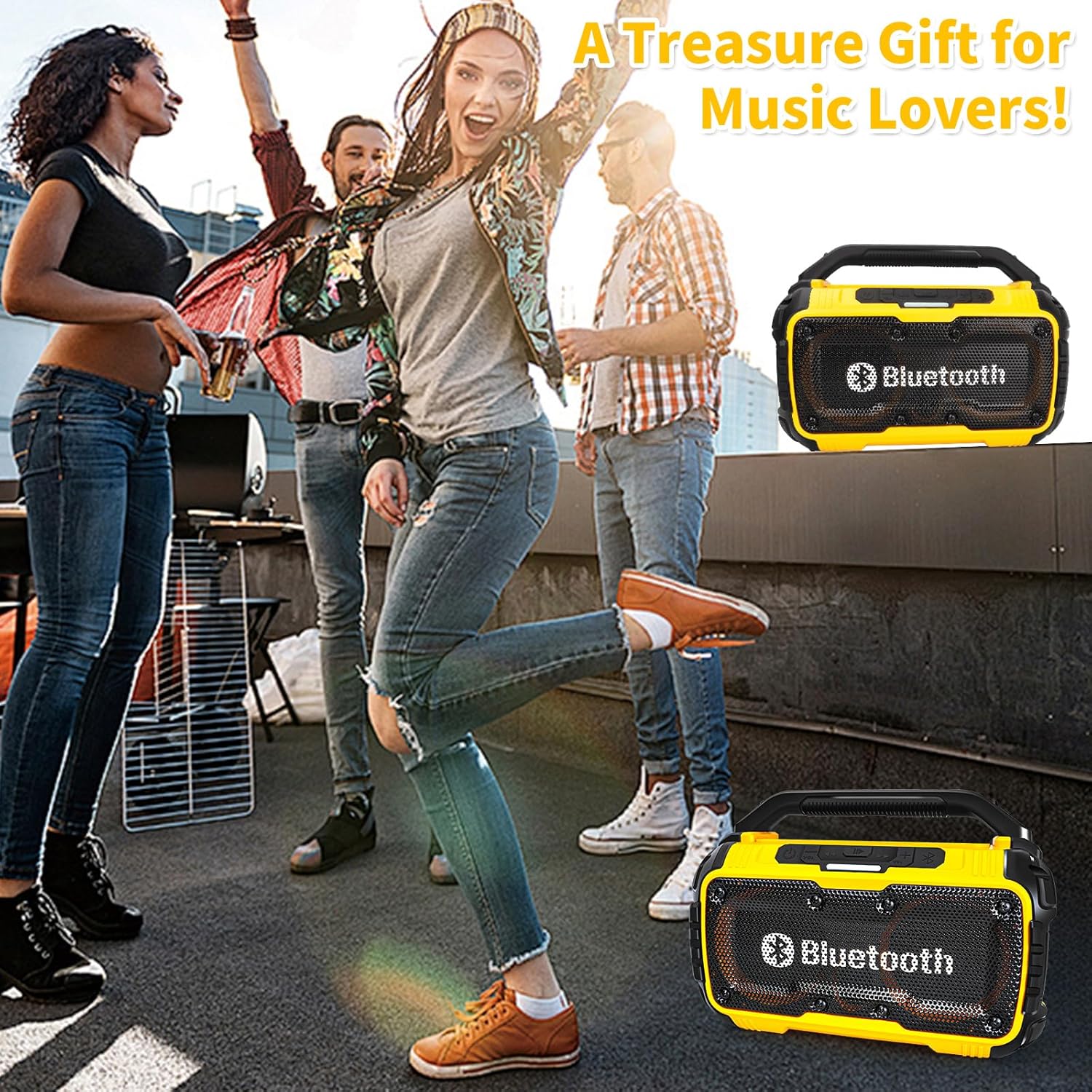 Bluetooth Speaker Compatible with DeWalt 20V MAX Battery, Speaker Bluetooth with Phone Holder Included, Jobsite Home Party Outdoor Speaker(No Battery) - Image 7