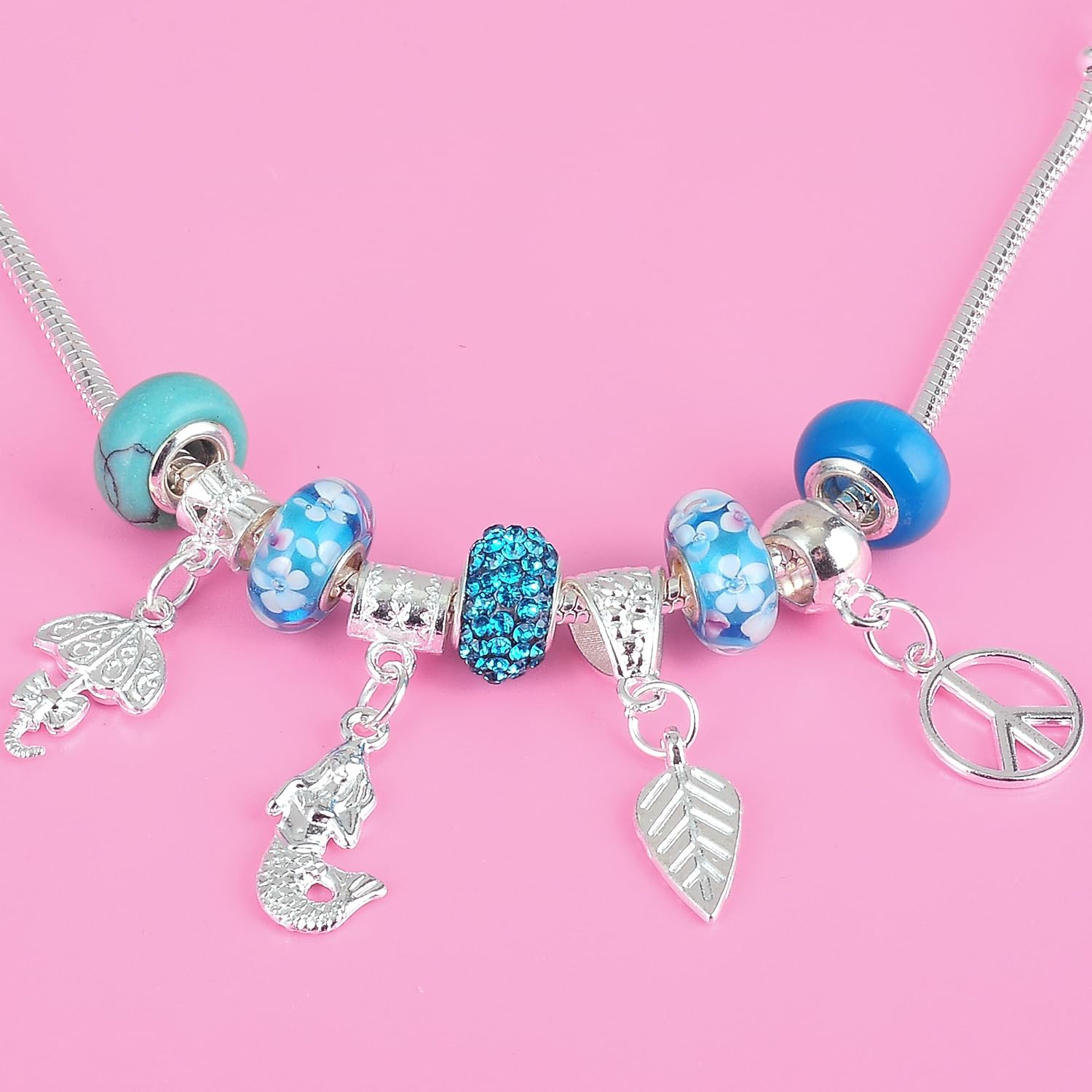 RUBYCA 72Pcs Mix Tibetan White Silver Color Connectors Bails Beads fit European Charm Bracelet Pendant