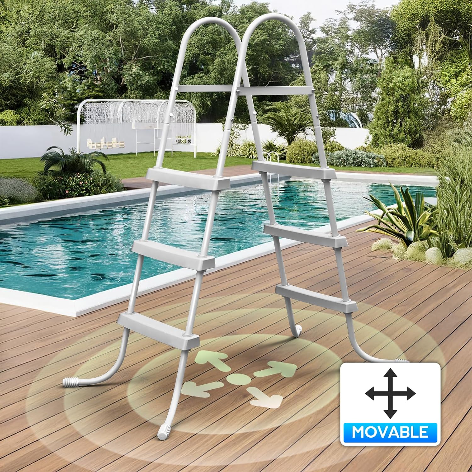Above Ground Pool Ladder, 42'' Pool Ladder, Swimming Pool Frame Ladder, 3-Steps, Suitable for Pools up 42 Inches deep Above Ground,Anti Slip Feet & Wide Steps