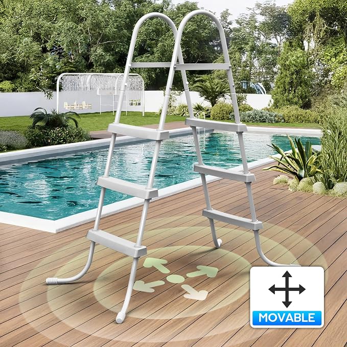 Escalera para piscina sobre tierra 42'' con 3 pasos antideslizantes miniatura 6