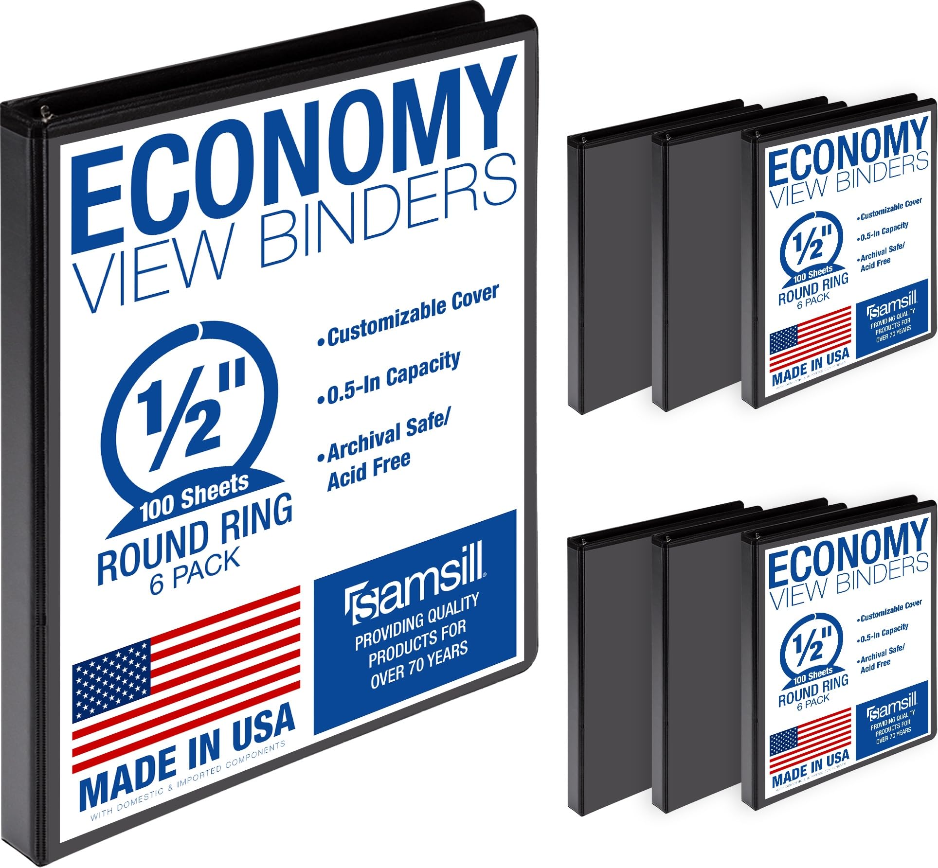 Samsill Economy Ringbuch, 1,2 cm, rund, schwarz, anpassbar, durchsichtig, I08510