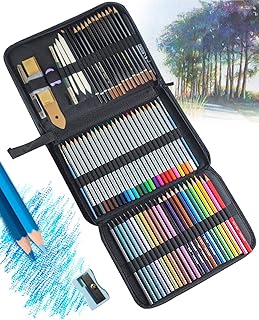 KALAHOL 74 Artist Colouring Pencils Set with Zipper-Case, Colouring Pencils for Adults Colouring Books, Drawing Set Ideal for Beginners & Pro Artists Drawing Art, Sketching, Shading & Colouring