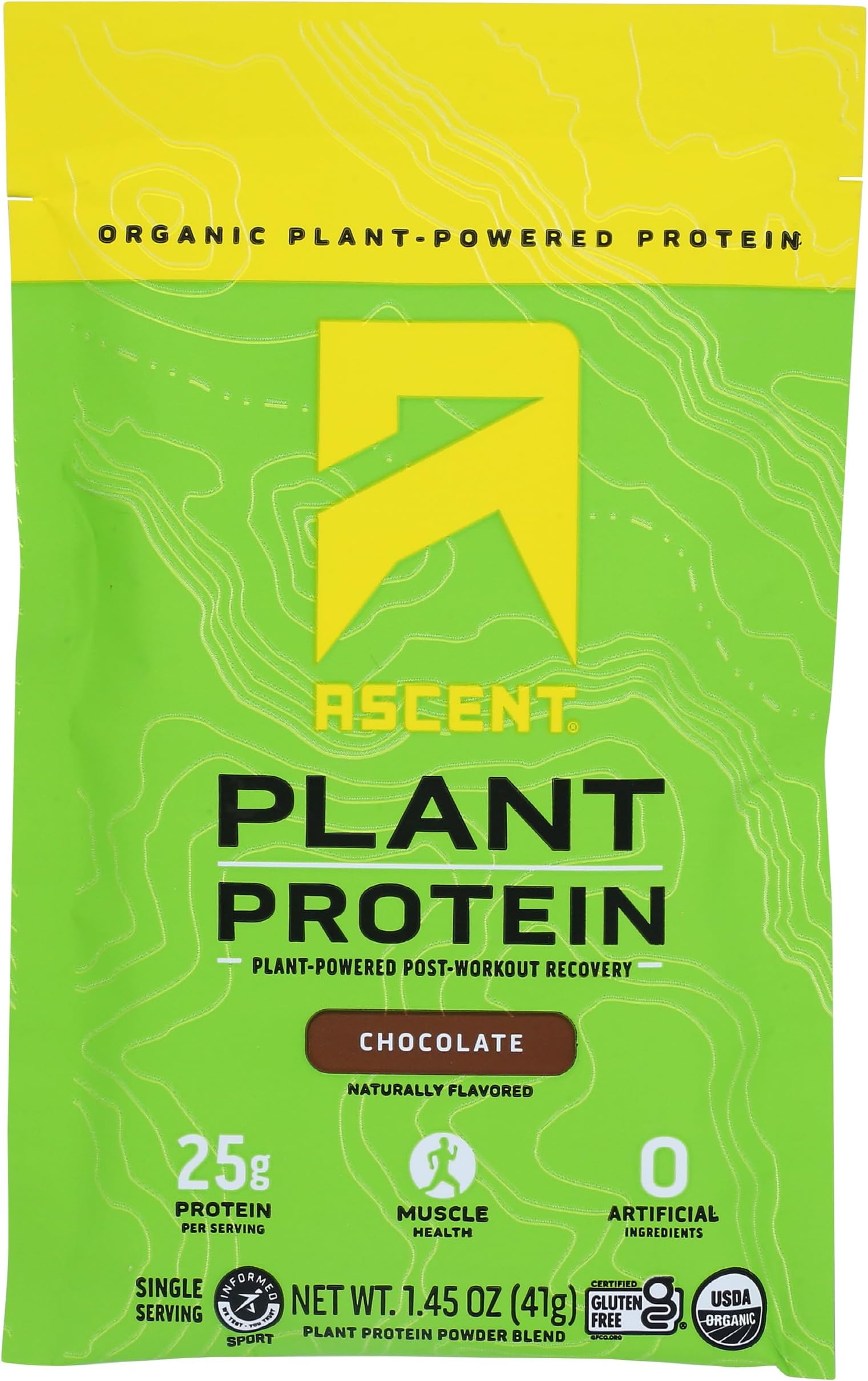 Ascent Organic Chocolate Plant Protein Single, 1.45 OZ