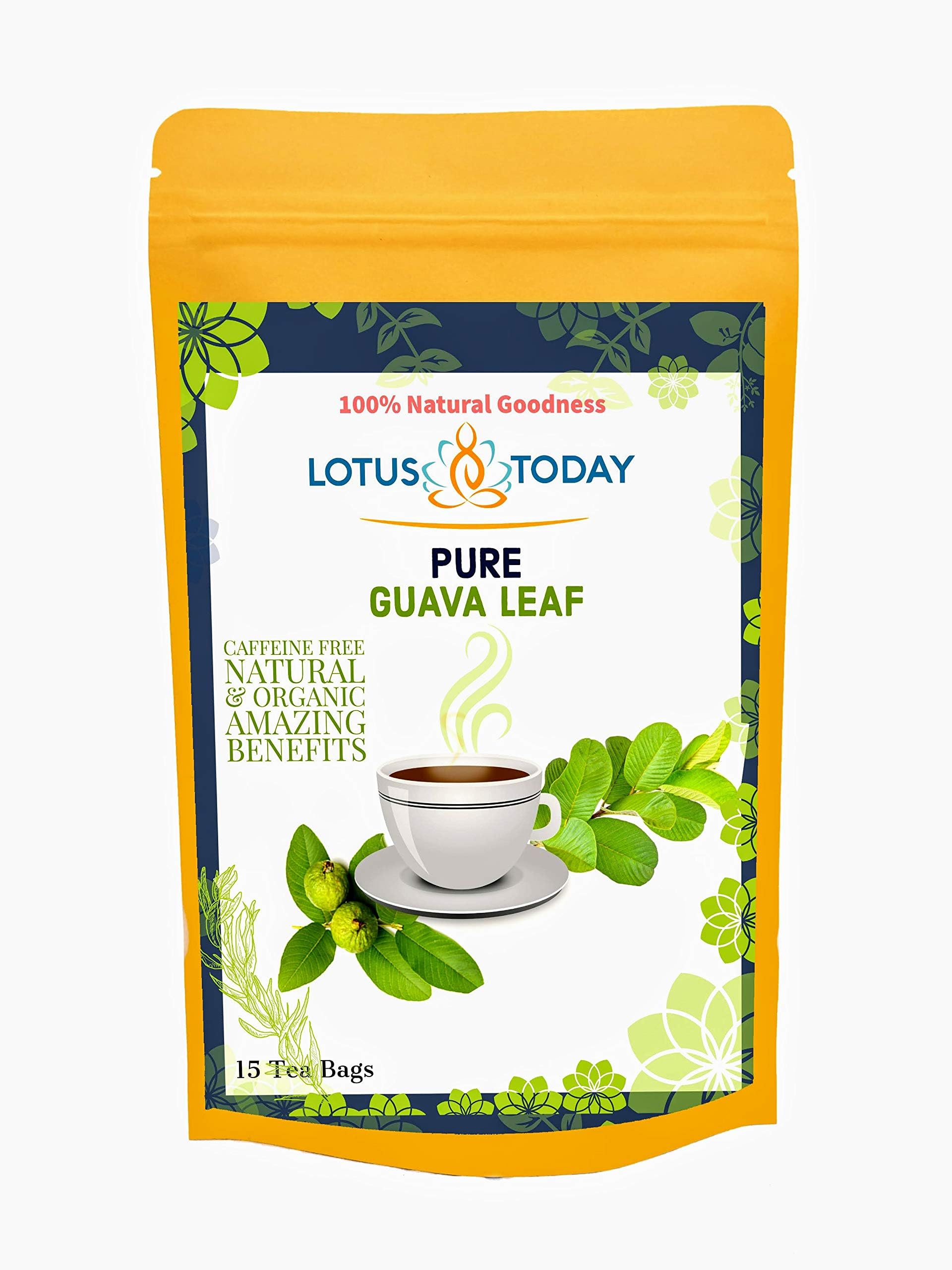 Lotustoday, Guava Leaf Tea, Pure Herbal Guava leaves Tea bags - 20 Tea Bags pack