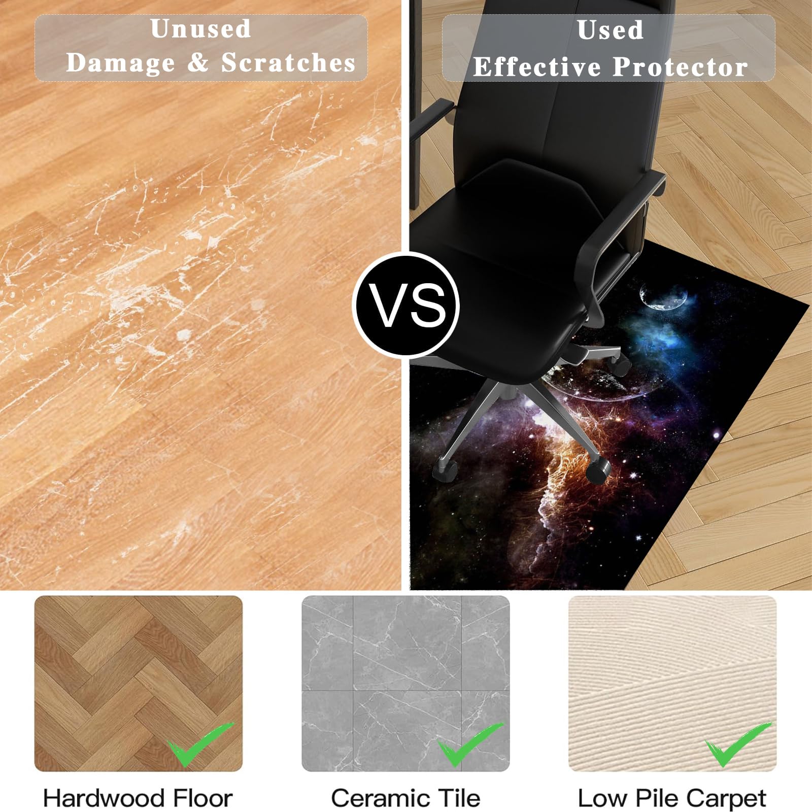 Tapis Chaise de Bureau, Tapis de Sol Gaming, 120 x 160 cmTapis Protection Sol Chaise Bureau, Tapis Gamer Sol Antidérapant, Tapis Protège-Sol, Tapis Bureau Sol, Tapis de Protection en carrelage