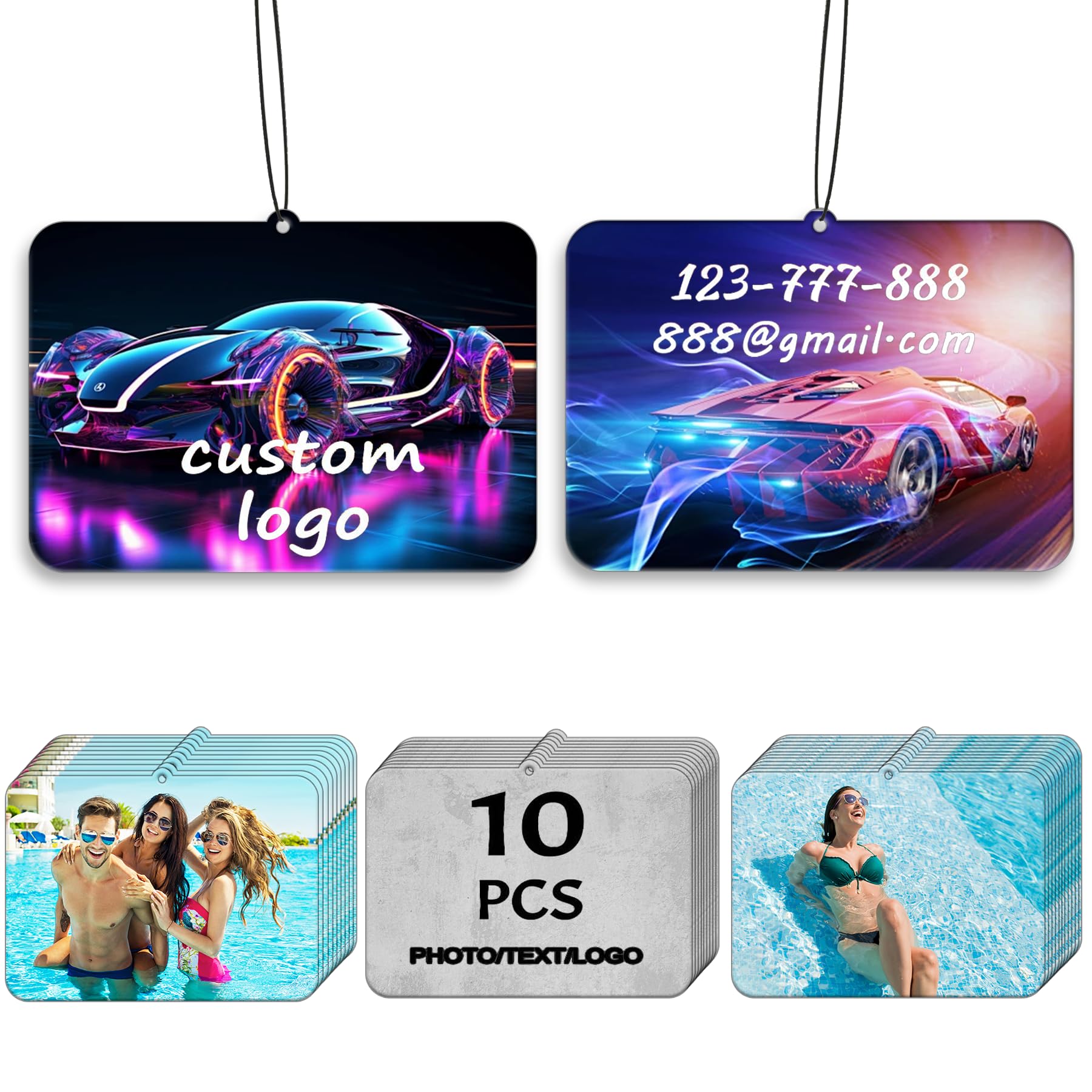 10-100Pcs Custom Bulk Car Air Fresheners with Picture Photo Logo, Personalized Scents Air Fresheners Car Deco Accessories (10-Horizontal Rectangle)