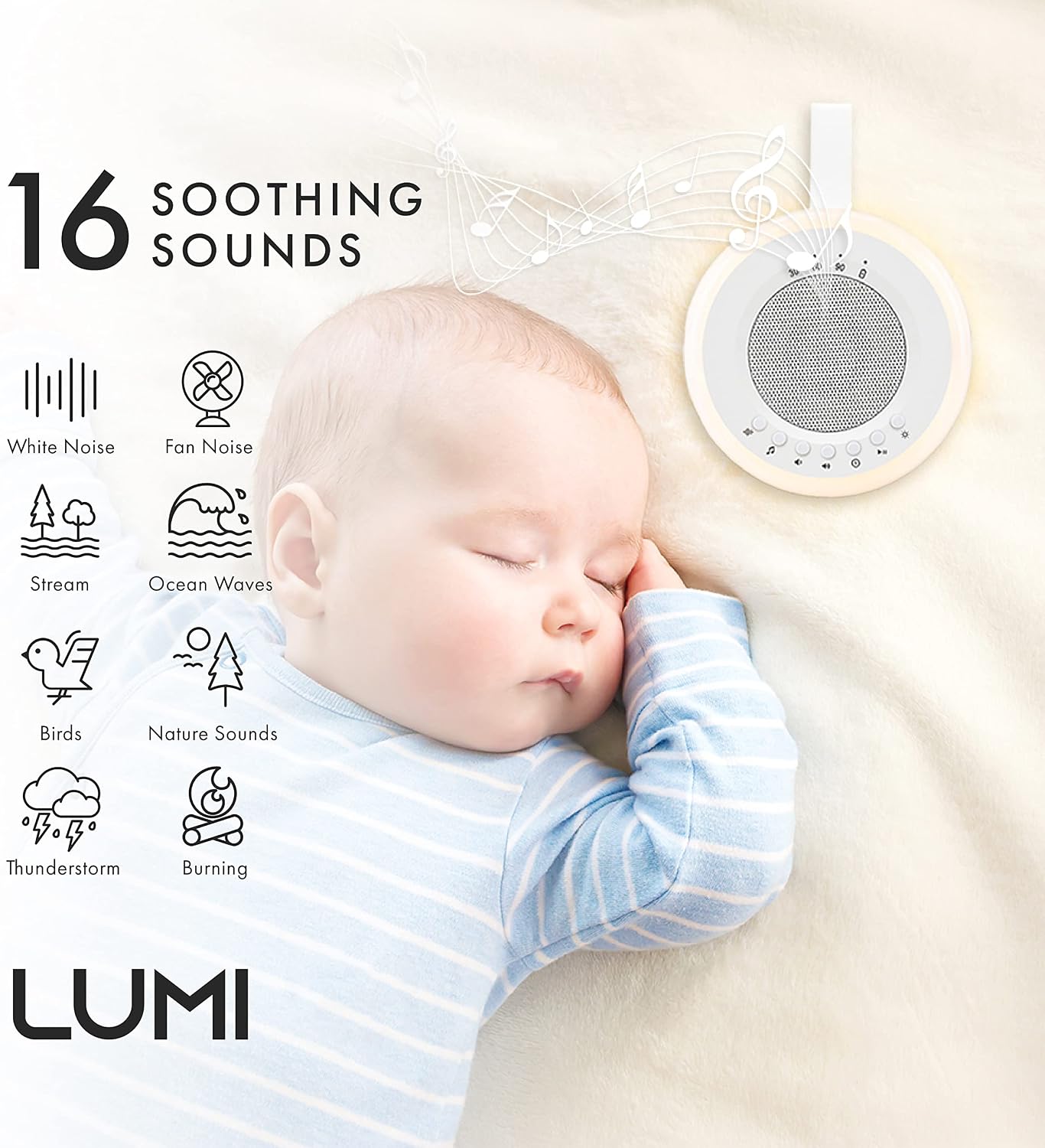 Zello Portable White Noise Machine Baby Sleep Aid, Simple Sound Machine with Gentle Night Light, Rechargeable for Home Travel - Image 4