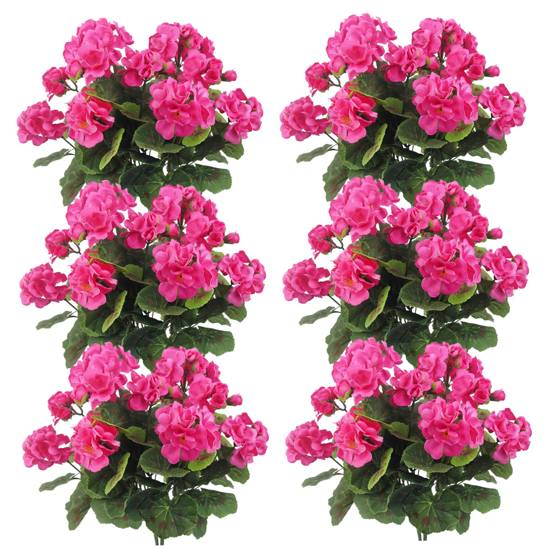 Géraniums artificiels réalistes de 35,6 cm lot de 12 pour décoration cimetière et jardin extérieur