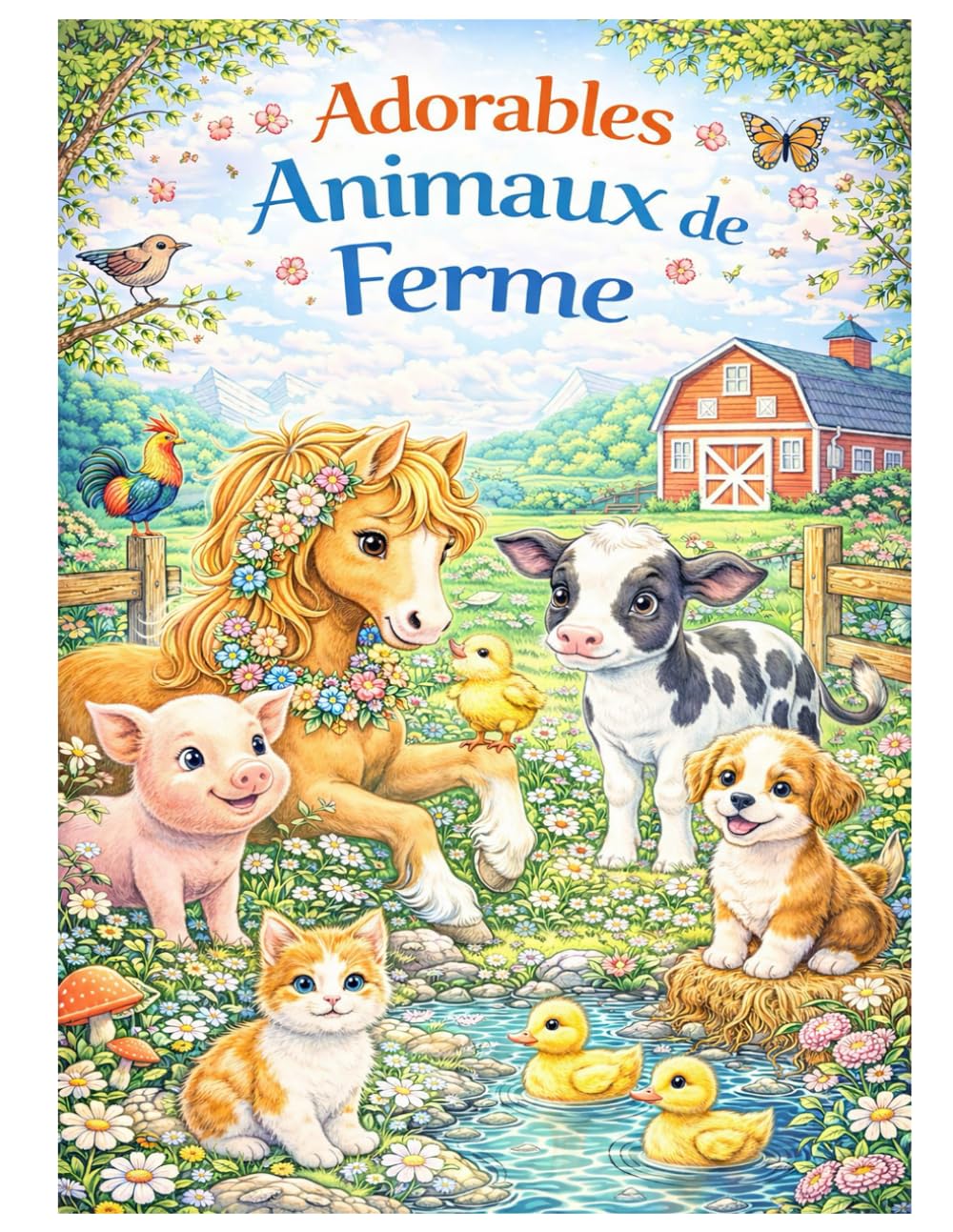 Adorables animaux de la ferme: Un livre de coloriage conçu avec amour pour les enfants avec bonus en ligne en 5 langues : allemand, anglais, français, espagnol et italien (The Fantasy Animals Series)