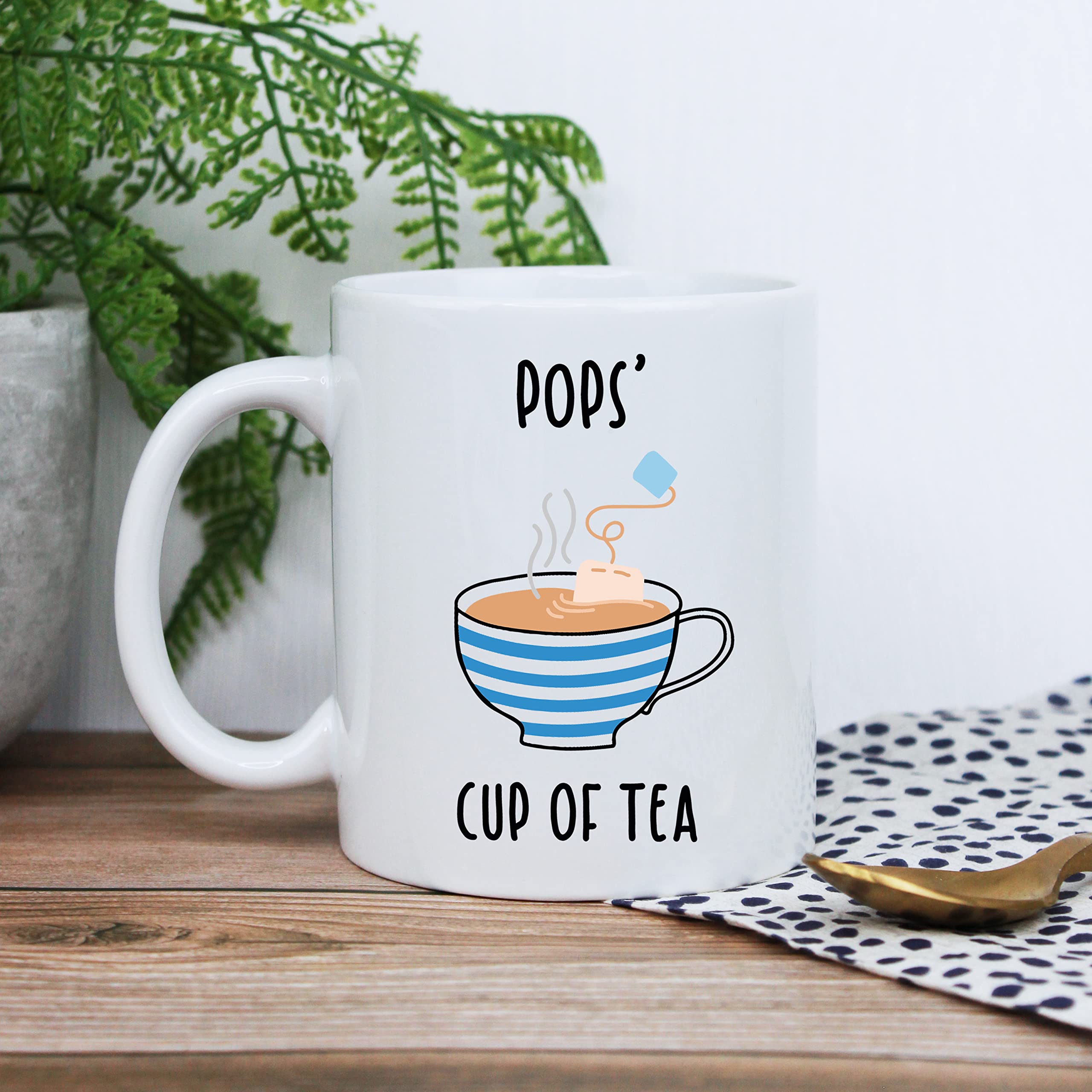 eBuyGB Pops' Cup of Tea Mug, 350ml Printed Coffee Mug, Father's Day, Birthday Gifts for Pops