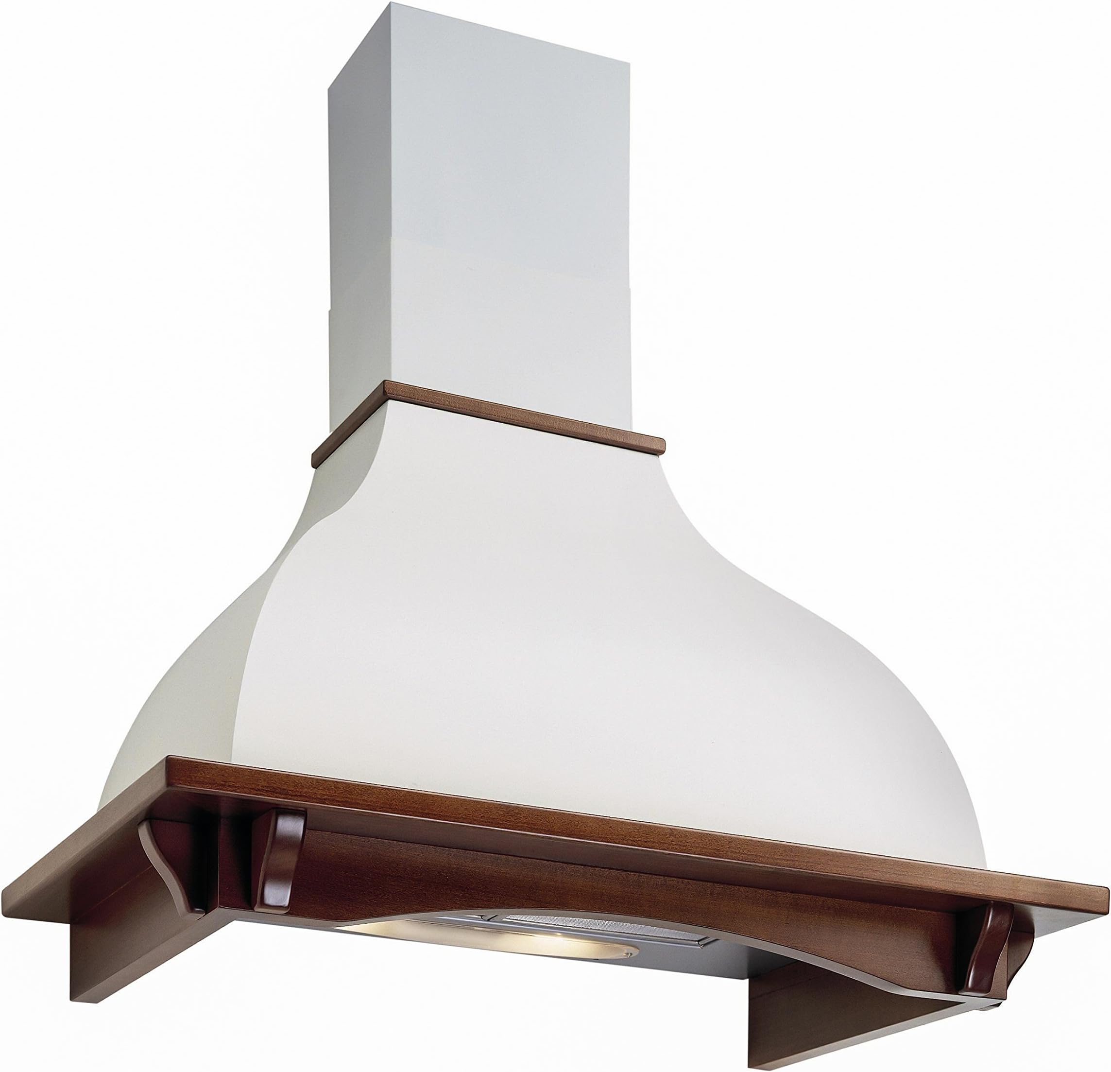 Futuro Futuro Connecticut 48 Inch Wall-mount Range Hood, Classic Design, White Steel & Wood, Ultra-Quiet, with Blower