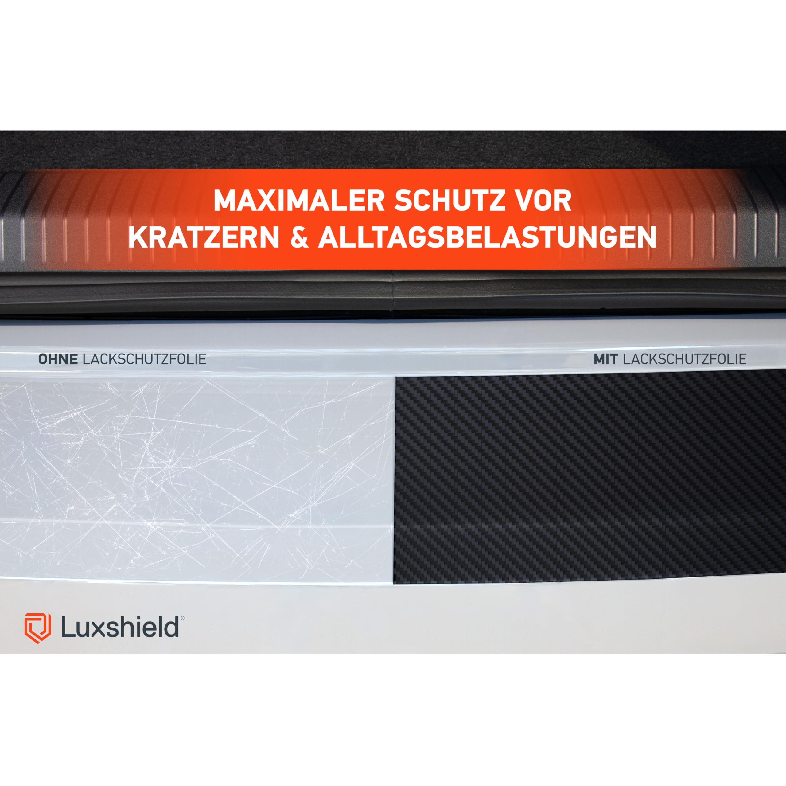 Luxshield Ladekantenschutz Folie für Citroën Spacetourer I 2016-2026 - Stoßstangenschutz, Kratzschutz, Lackschutzfolie - Carbon Schwarz