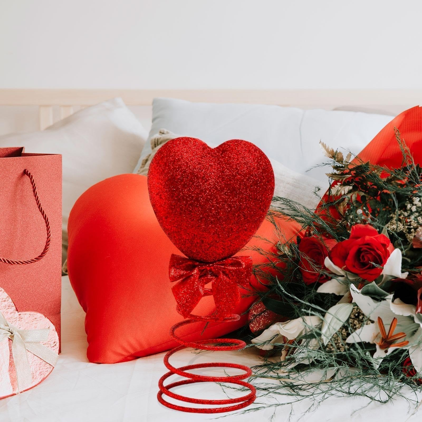 Punta de árbol de Navidad Adorno de árbol San Valentín con corazón Rojo