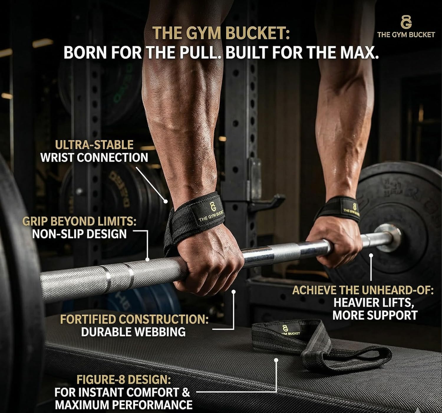 Non-Slip Weight Lifting Straps with Padded Cuff Wrist support for Gym Workout Deadlift Powerlifting and Fitness Strength Training (figure 8 straps, cotton straps, anti-skid straps)