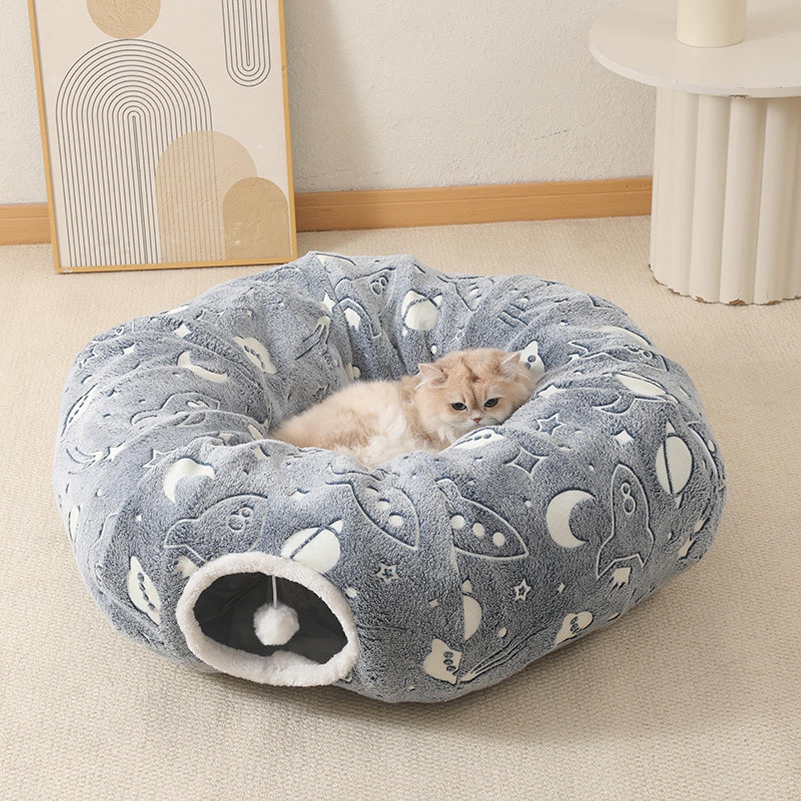 Cuccia Tunnel Per Gatti Cuccia Tunnel A Ciambella Per Gatti | Cuscino Morbido Pieghevole per Animali Piccoli Grandi per Appartamento Dormitorio Balcone Casa Sala da Soggiorno