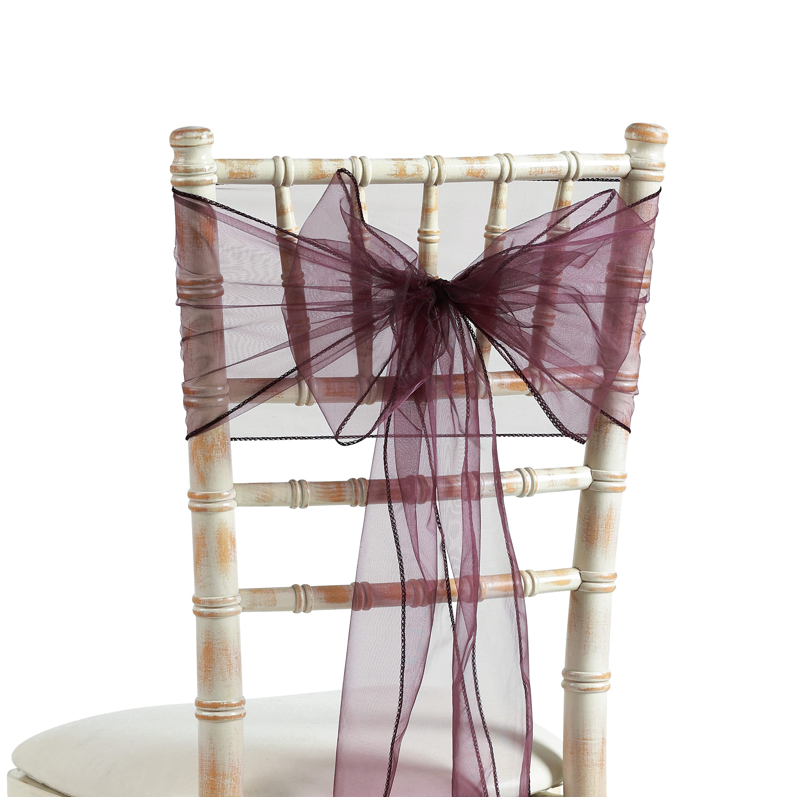 The Chair Cover Company Plum 20X275cm Organza Sash Wider Sash Fuller Bows Chair Cover Bows Sash For Wedding Party Birthday Decoration (25, )