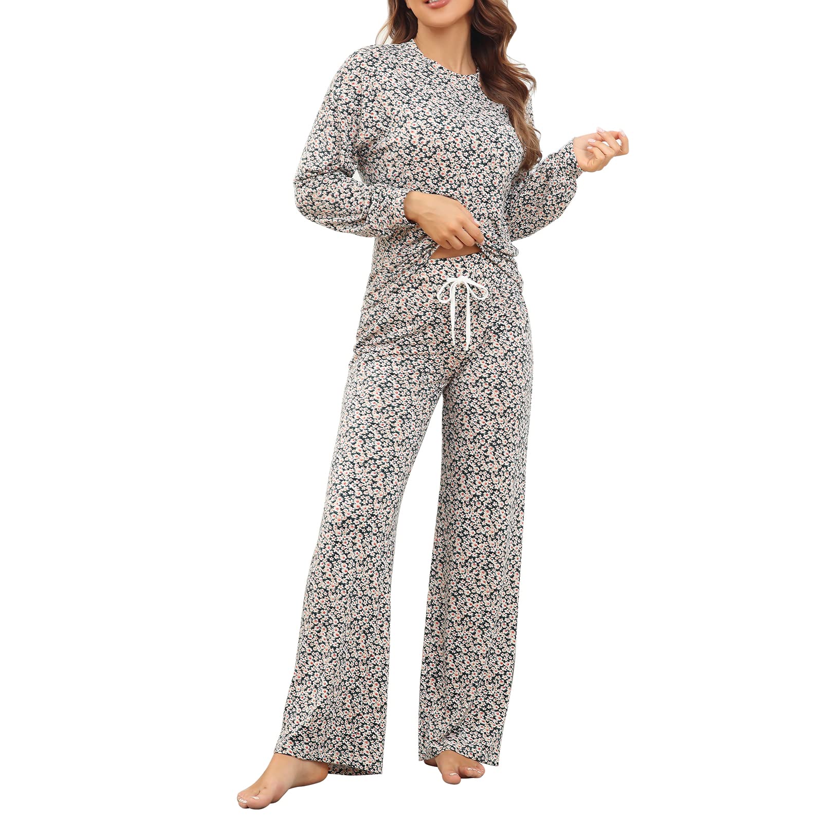 Photo 1 of ANGGREK Women's Pajama set Long sleeve soft Sleepwear Nightwear Loungewear PJ sets with Pocket Small RED