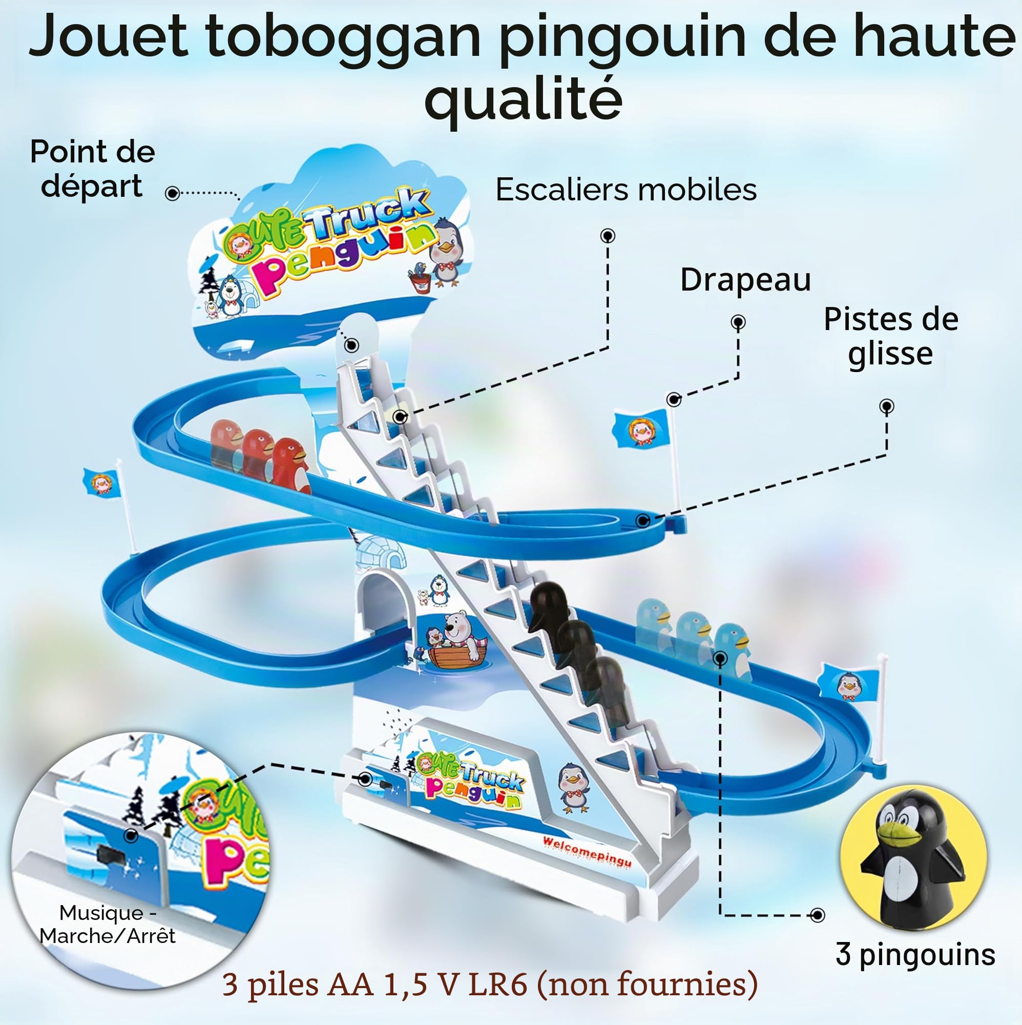 ARSUK Jouet Musical Pingouin Penguin Race Game avec Lumières LED Clignotantes et Musique, Manchot Jouets Jeux Amusants pour Tout-Petits et Enfants