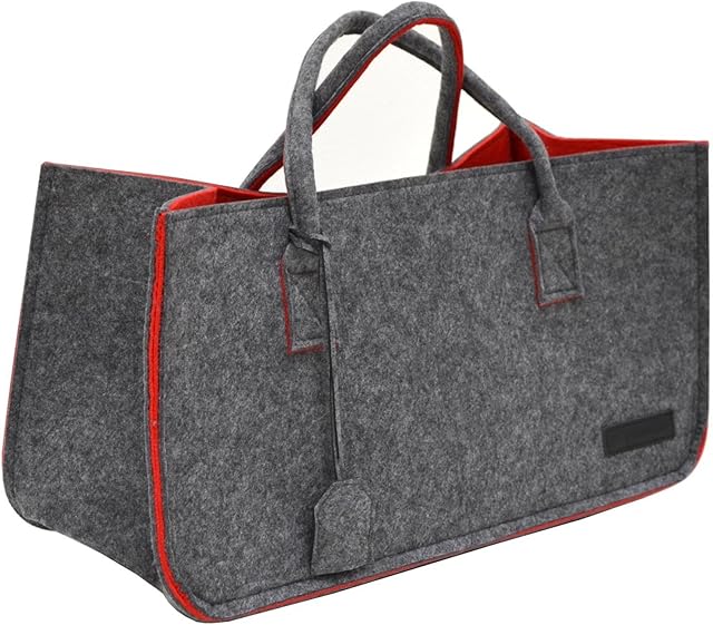 DuneDesign torba filcowa do du?ych ci??arów do 25 kg, kosz filcowy XL na drewno kominkowe, torba na zakupy, szara