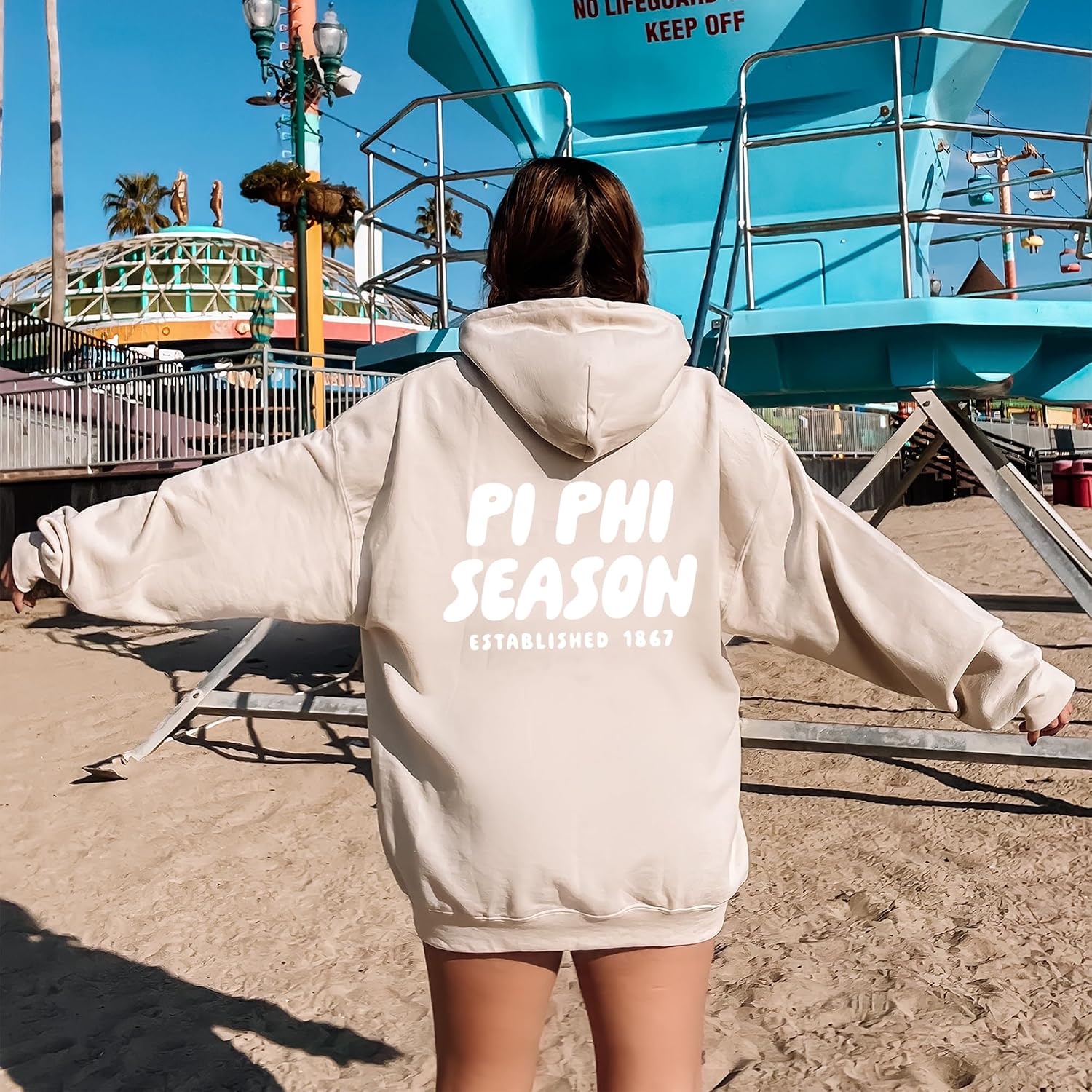 Go Greek Chic Sorority So Foxy Hoodie - Tan Hoodie with Puff Print
