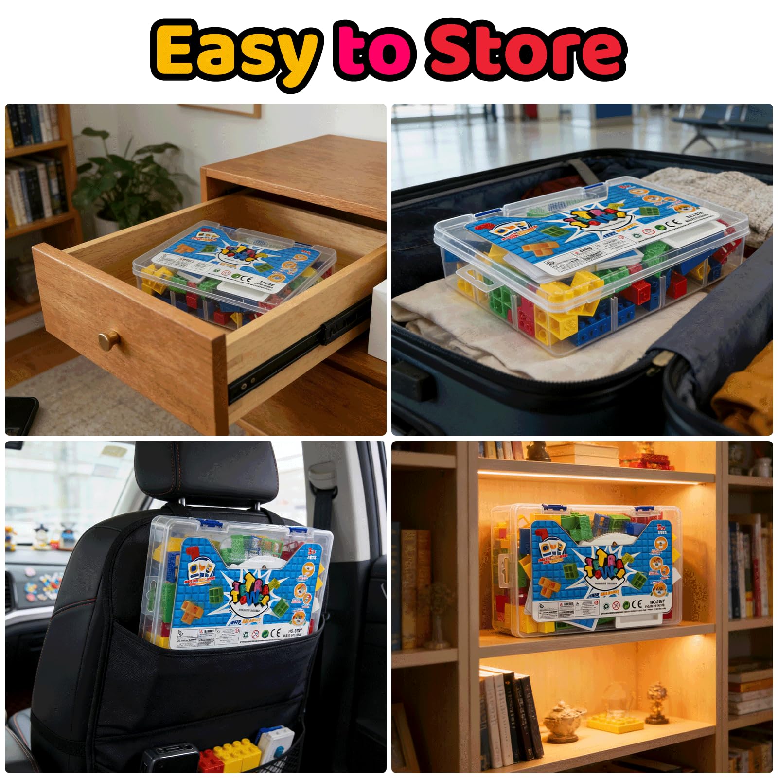 64 Pièce Tetra Tower, Jeu d'Empilage Tetra, Stack Attack, Jouet d'Équilibre pour Adultes, Blocs de Construction, Éducatifs Cadeaux pour Jeux de Famille, Fêtes, Voyages