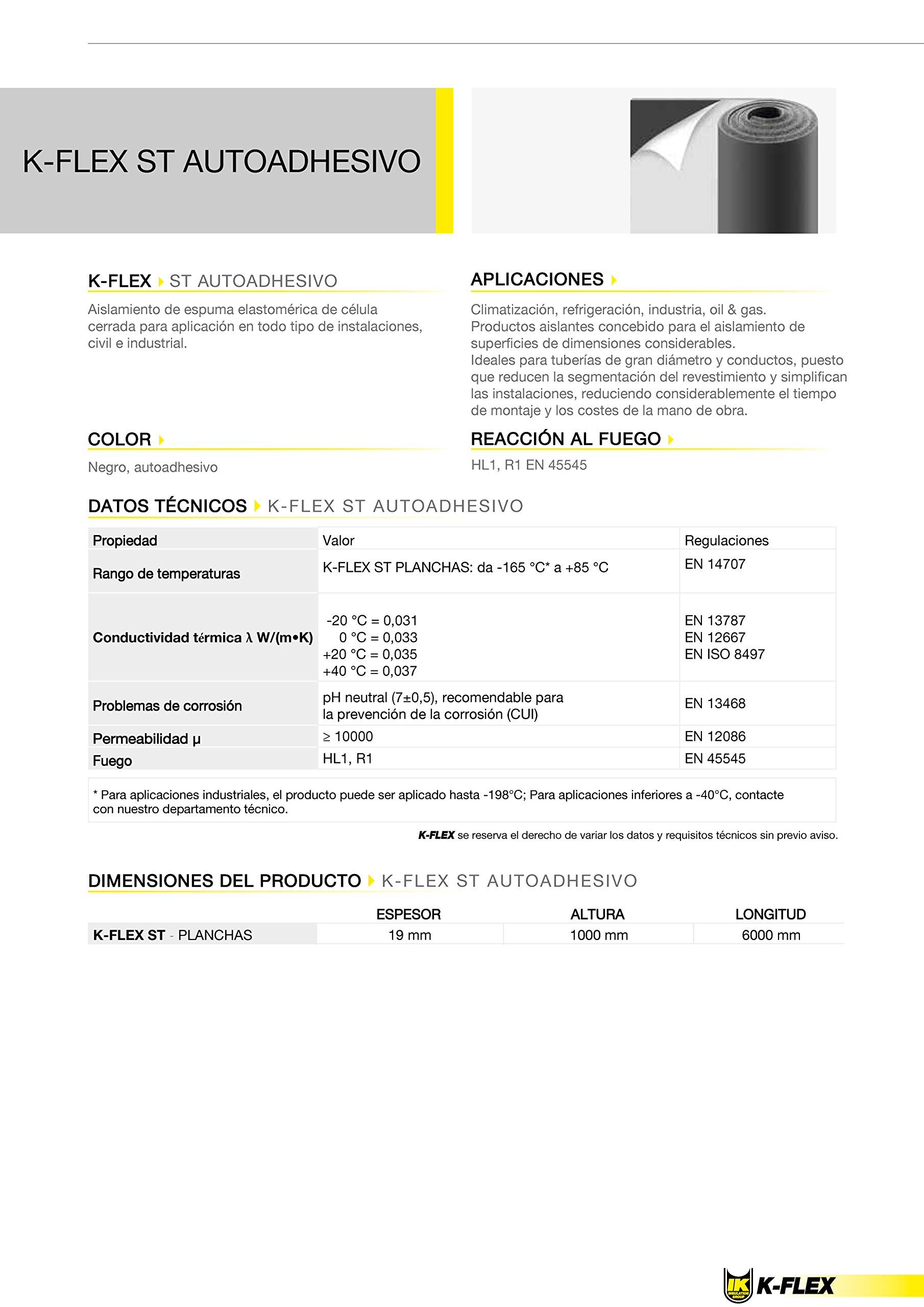 K-Flex ST Plaque 19 mm 6m² Autocollant (cf. Armaflex, Kaiflex) 6qm Voiture Isolation, Isolation Boîte à Volet Roulant