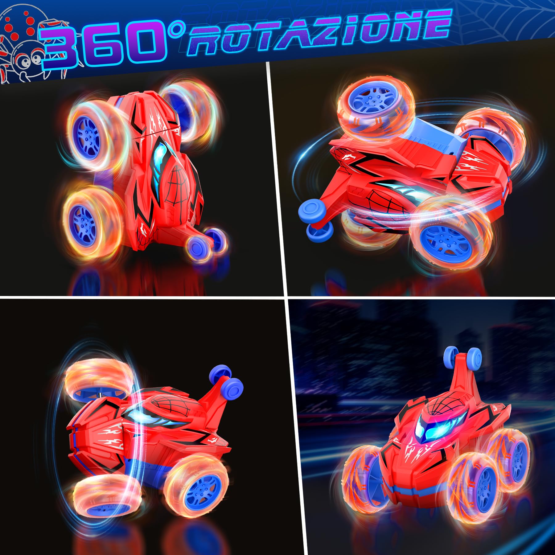 Ophy Macchina Telecomandata per Bambini, Giochi Bambini 3 4 5 6 7 8 9 Anni, Regalo Bambino 3 4 5 6 7 8 9 Anni, Giocattolo per Auto Telecomandata Acrobatica per bambini, Spider Car