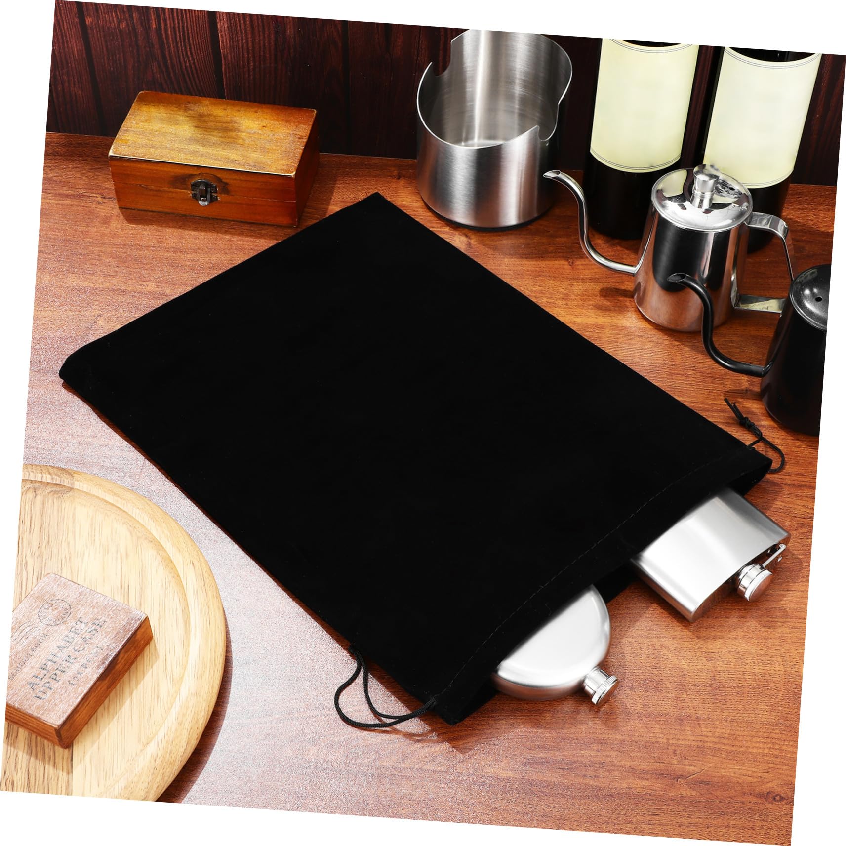 TOYZFRIENDY Sacchetti Regalo Grandi in Flanella Nera Coulisse, Set Da 10 Pezzi 30x40 Cm, Borse Portaoggetti Multiuso Per Bomboniere, Caramelle e Feste, Per Natale e Compleanni