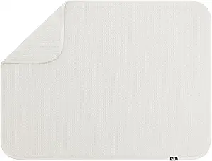 S&T INC. Dish Drying Mat XL, 18” x 24”, Absorbent Microfiber Kitchen Counter Mat, Dish Drying Pad for Dishes, Utensils, Pots and Pans, Extra Large, Cream