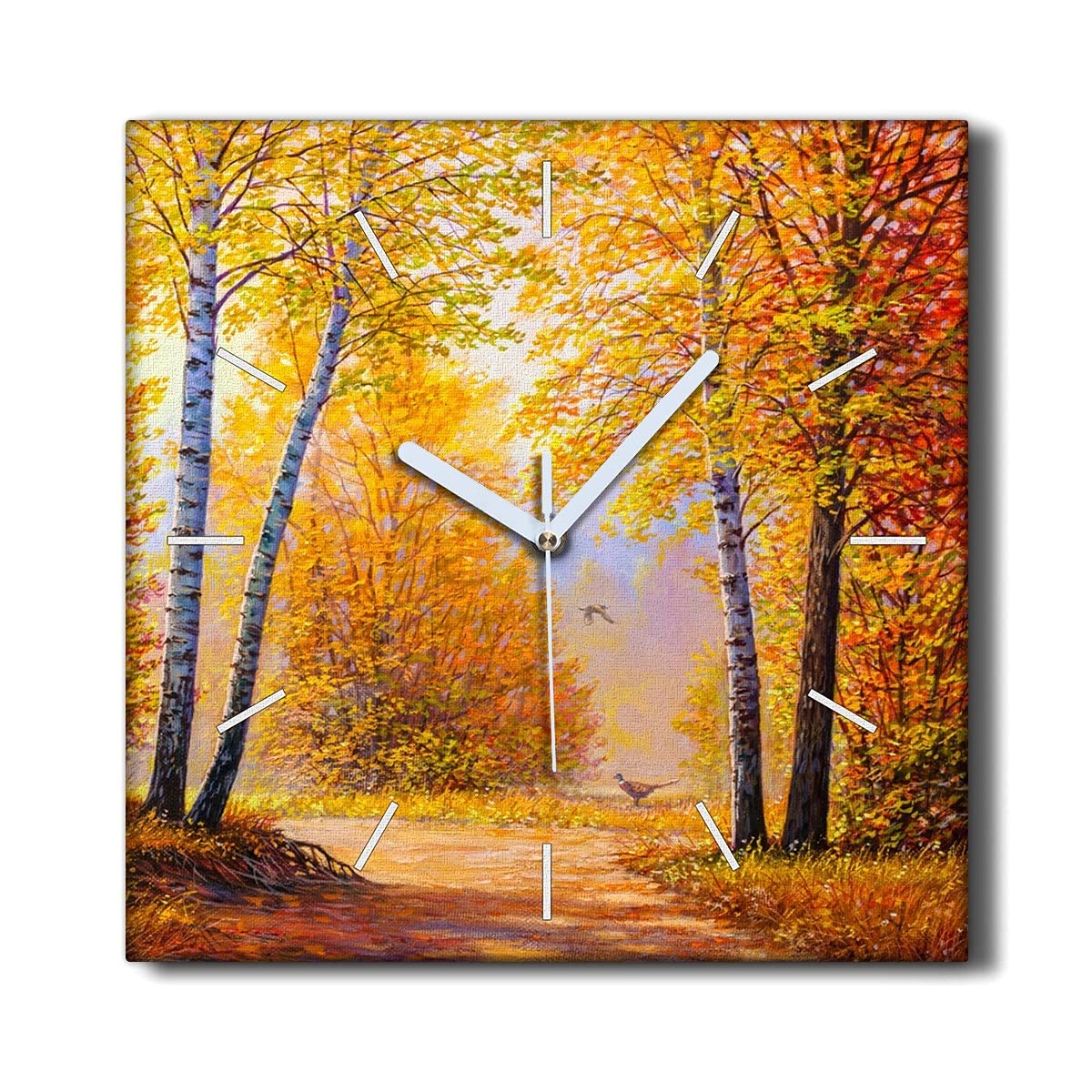 Horloge sur Toile 30x30cm Coloray Nature Forêt d'Automne sans Tic-Tac