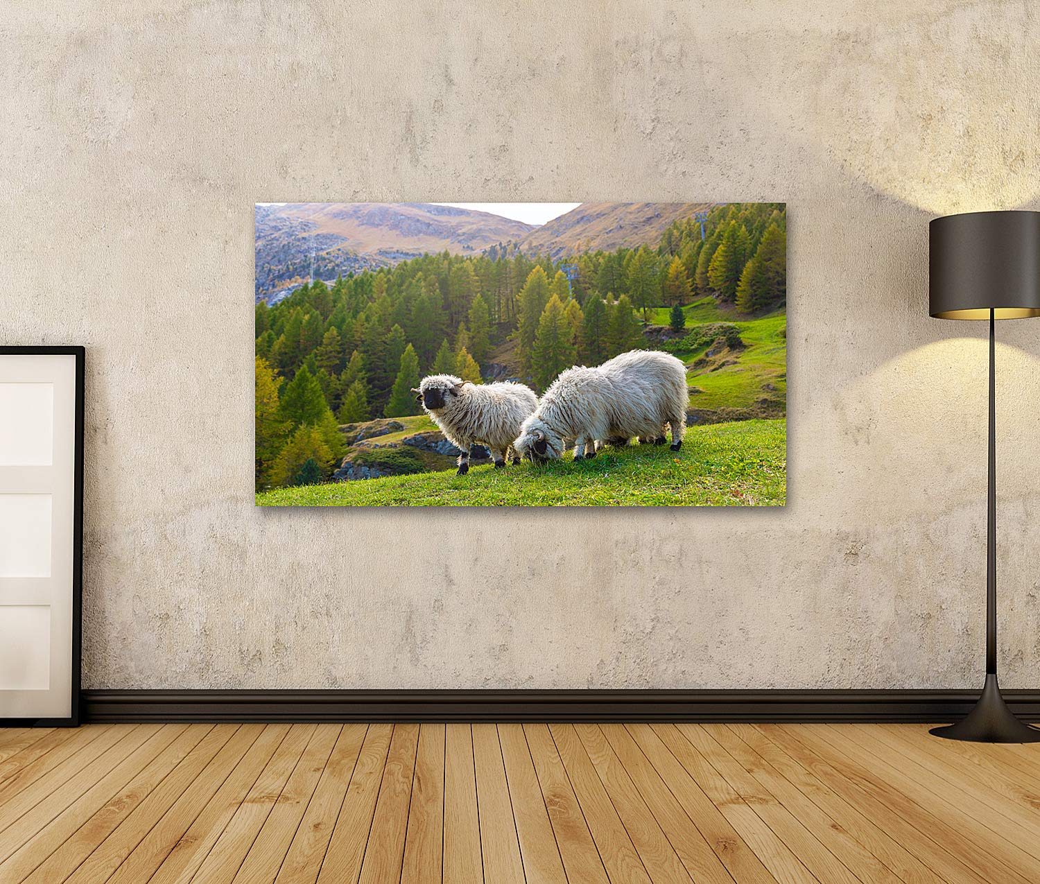 Islandburner Tableau Toile Vaches Alpes - Paysage Alpage Autrichien - Poster Mural 80x40cm - Déco Nature