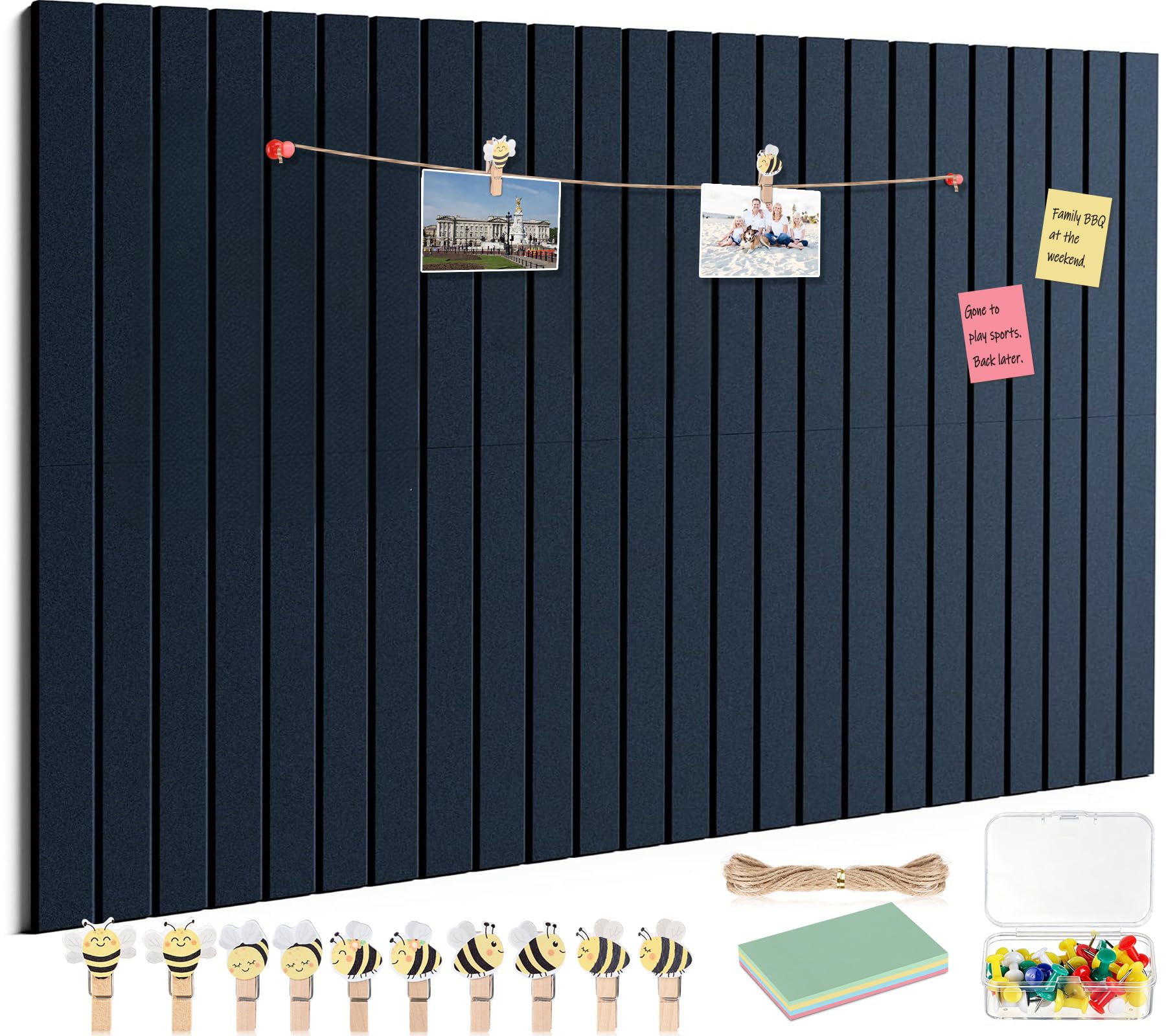 8-Pack Cork Board Alternative,120 x 60cm Felt Pin Board, 10 Bee Photo Clips — image 1