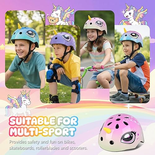 Miniatura 33 de Casco de bicicleta para niños pequeños, ajustable y multideportivo para niños y niñas, 2 tamaños