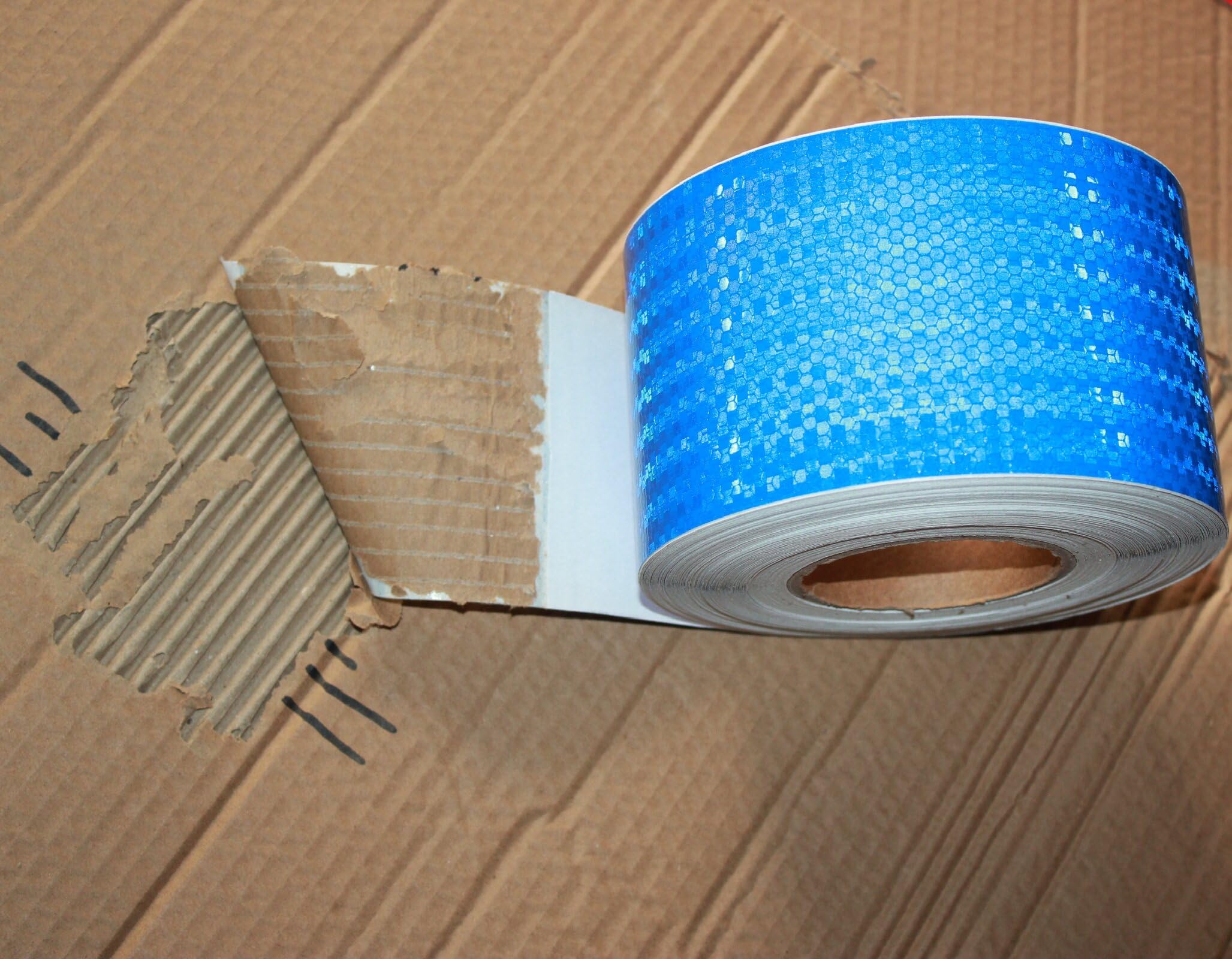 tuyrchu Blue Reflective Tape 4 inch X 100 feet for Cars, Outdoor Waterproof High Visibility Warning Safety Adhesive Tape.