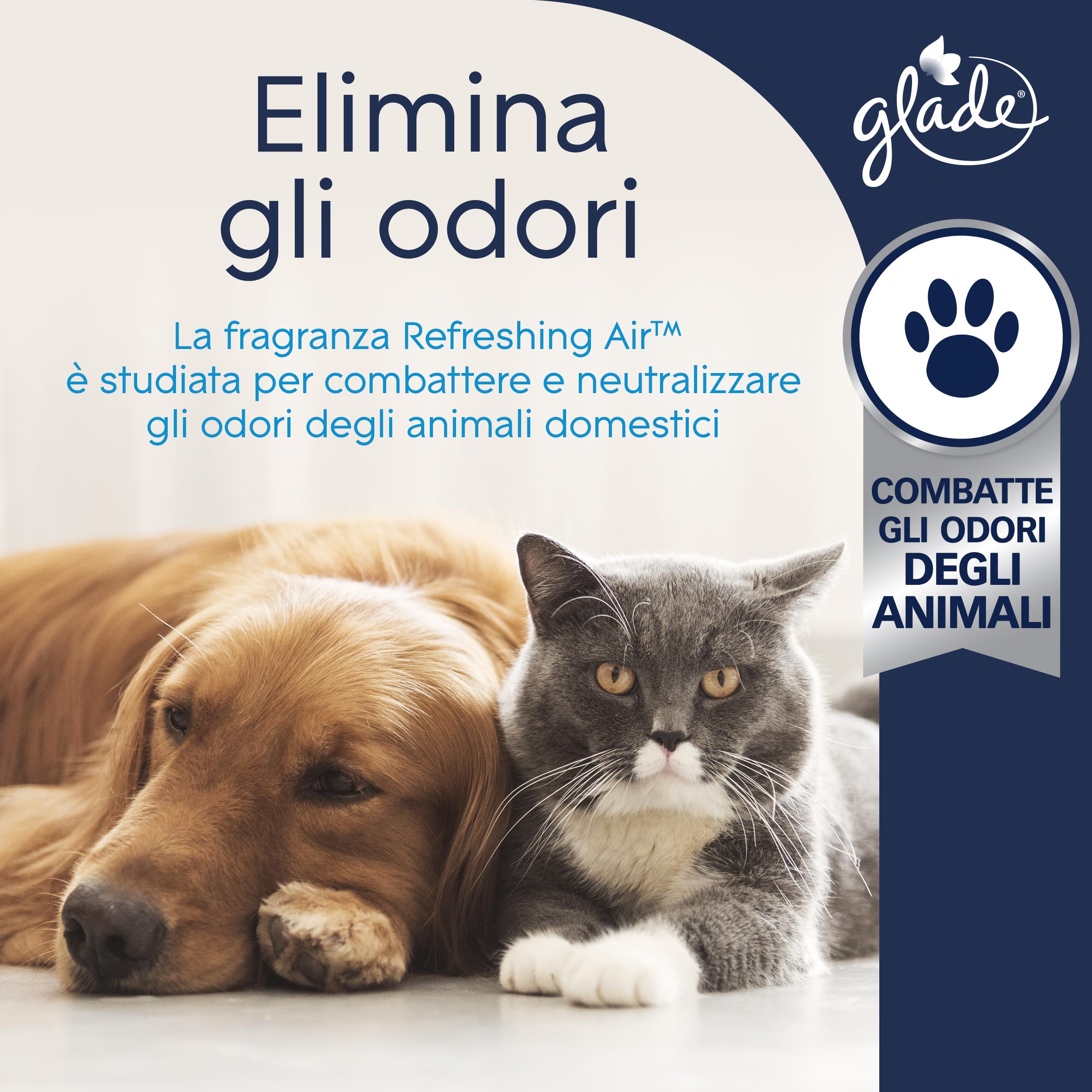 Glade Liquido elettrico Profumatore per Ambienti con Olii Essenziali, Fragranza Refreshing Air™, Elimina gli odori degli animali domestici, 1 Diffusore e 3 Ricariche