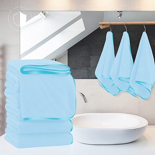 Vista 270 de TENSTARS - Toallas de mano para baño con dobladillo de seda, secado rápido, toalla absorbente de microfibra ultrasuave para baño, fitness, gimnasio