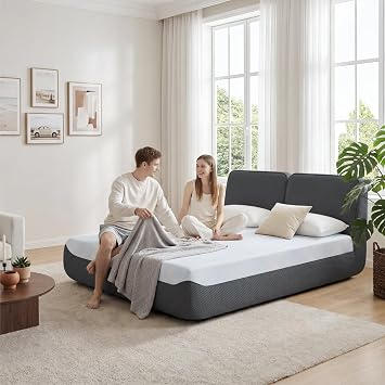 KISLOT Queen Boneless Bed, Frame & Headboard & Mattress Set No Assembly