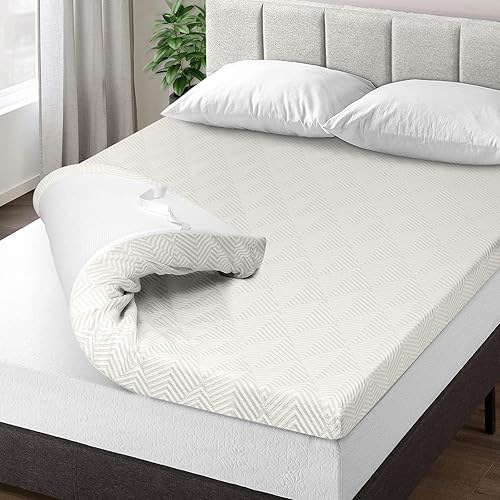MyAnts 3 Inch Mattress Topper King, Memory Foam Topper with Bamboo Cover and Straps,Bed Topper Gel Memory Foam for Pressure Relief, CertiPUR-US Certified Foam Mattress Topper, King White