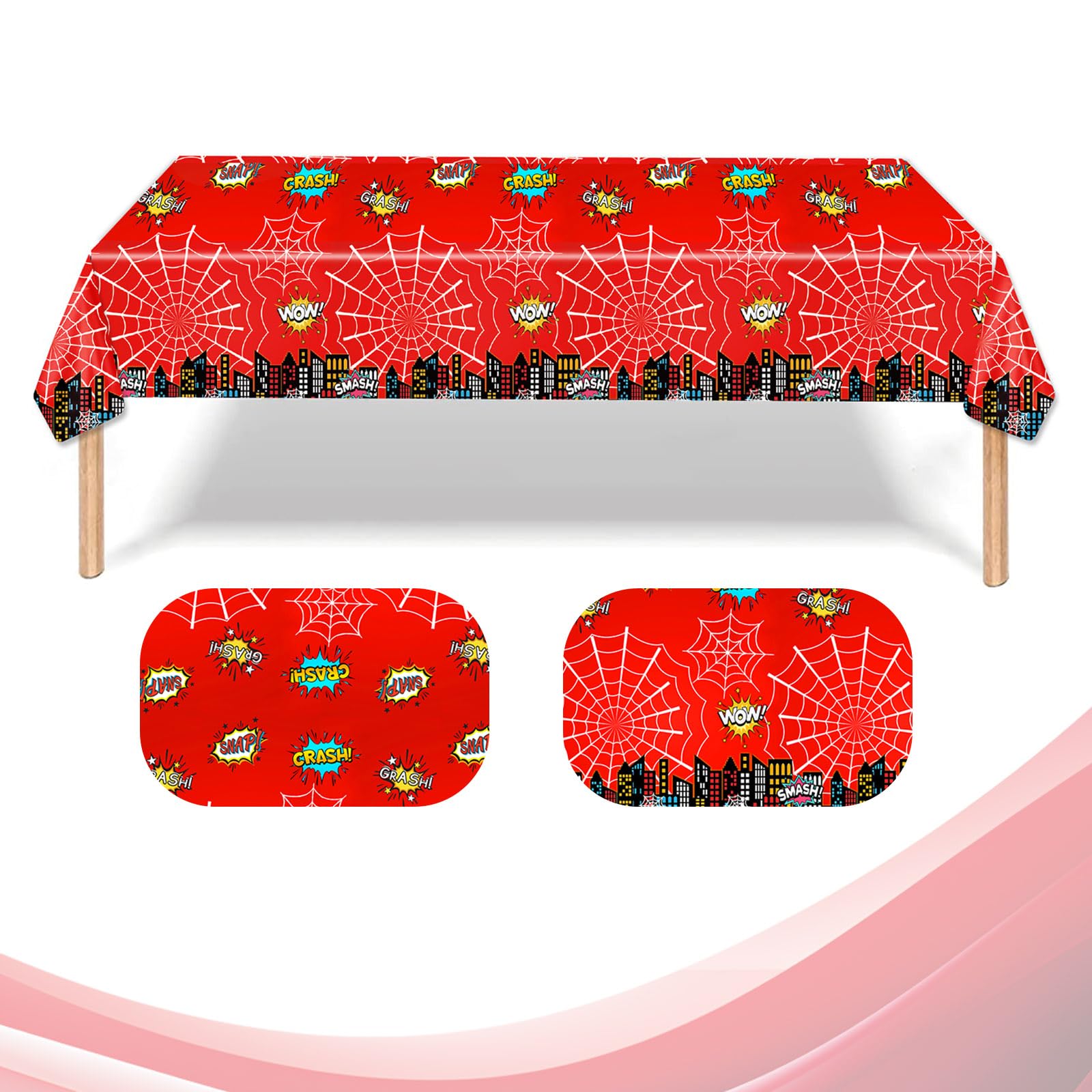 BOXOB 2pz Tovaglia Spider, 108x180cm Tovaglia a Forma di Ragno Impermeabile Decorazioni per Feste di Compleanno a Tema per Bambini e Bambine