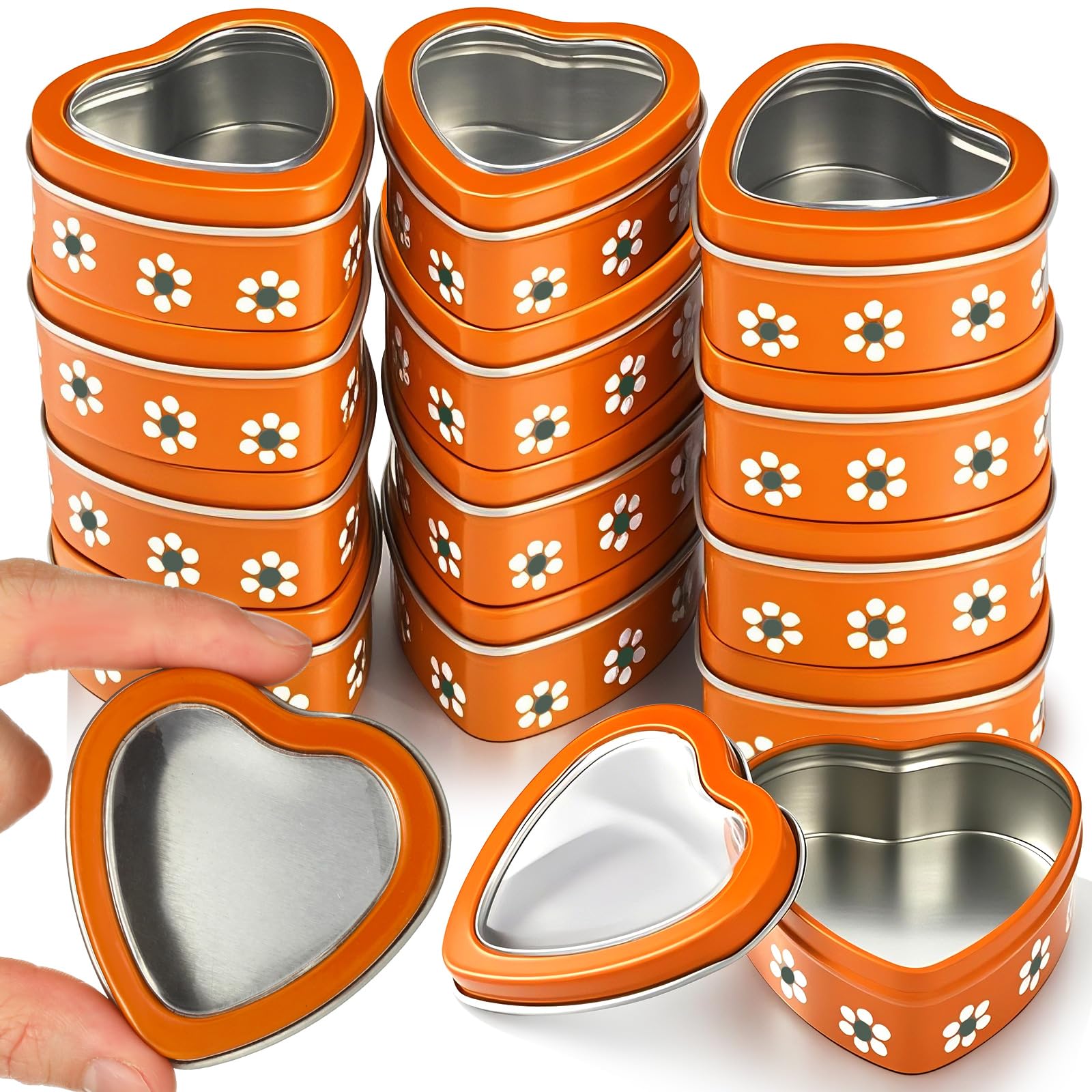 MOUYAT 40-Pack 2oz Heart Shaped Tins With Clear Lids - Silver Candle Jars & Craft Containers - View #3