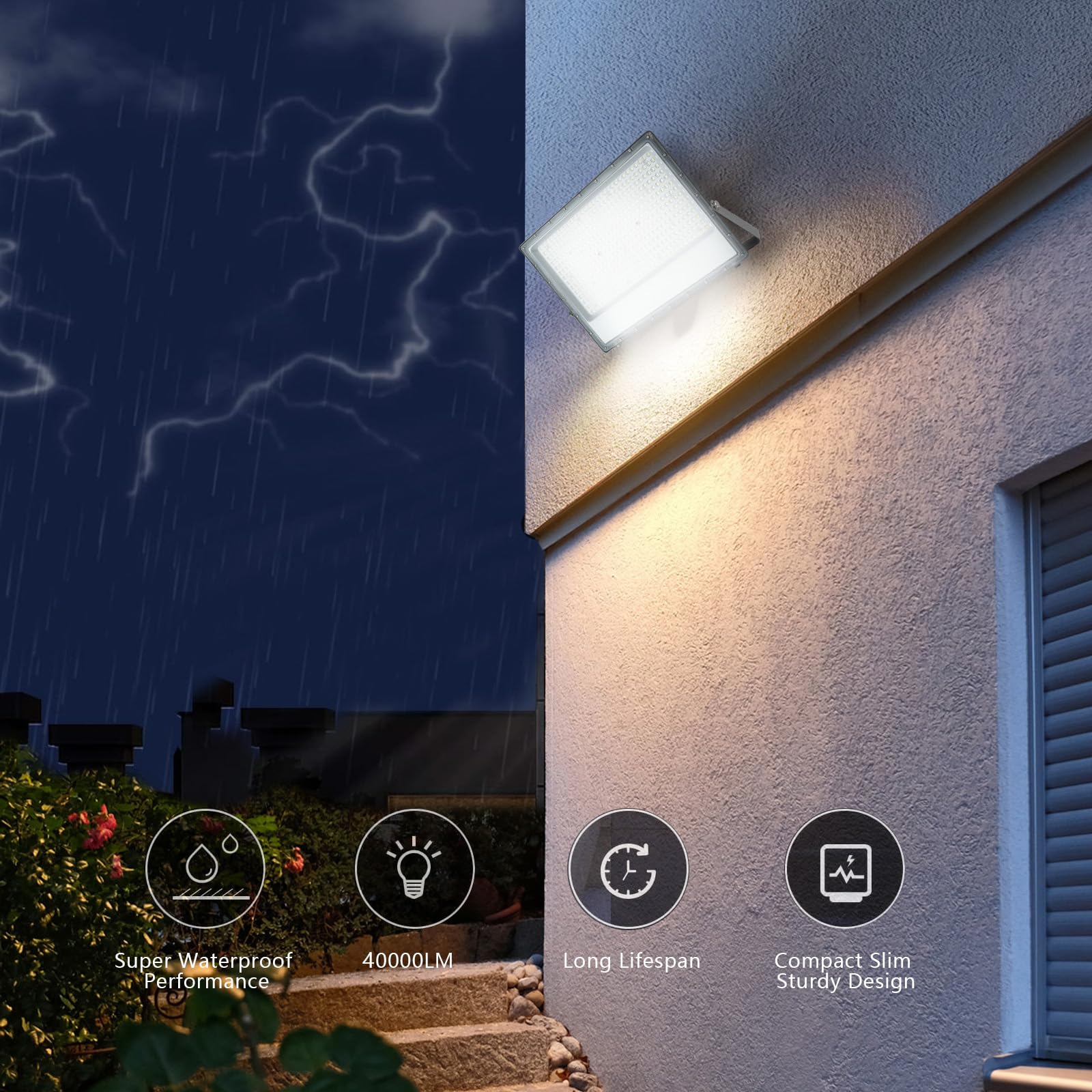 LED Strahler Außen,400W LED Scheinwerfer Innen,Kaltweiß 6500K 588 LEDs Flutlicht Werkstattlampe,IP65 Wasserdicht Wandleuchte Draußen Fluter,40000LM Baustrahler für Garten,Keller,Terrassen