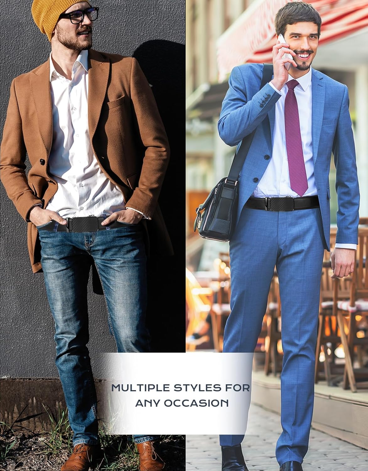 Ratchet Belts for Men, Dress Ratchet Belt Genuine Leather 1 3/8", Mens Belt with Automatic Alloy Buckle - Image 7