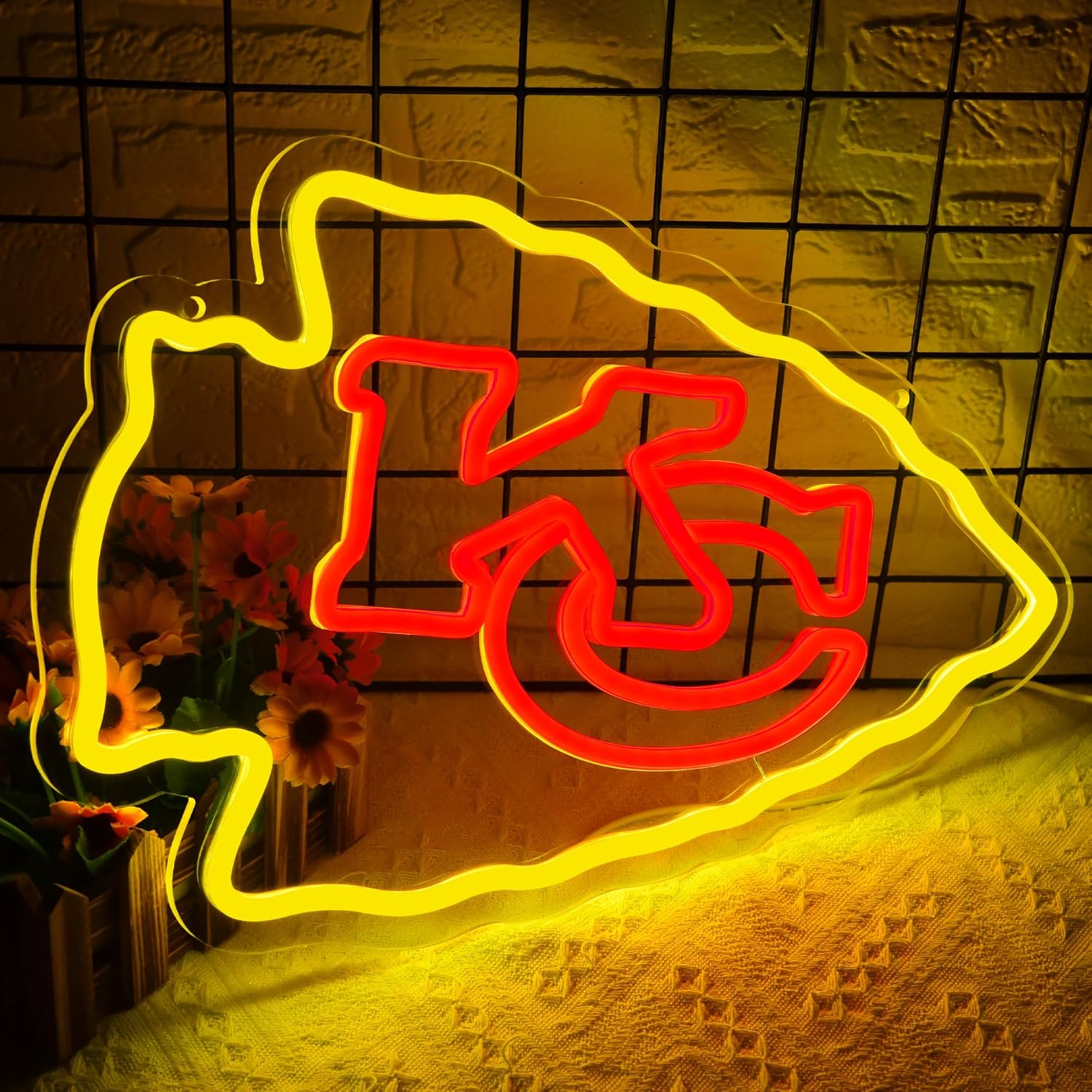 Football Neon Sign for Wall Decor Football Team Dimmable Led Neon Light for Man Cave Birthday Gifts for Rugby Fans Yellow Light Up Sign for Bedroom Party Club Bar Dorm Size16.1 * 10.6In(ZYLD268) - Image 2