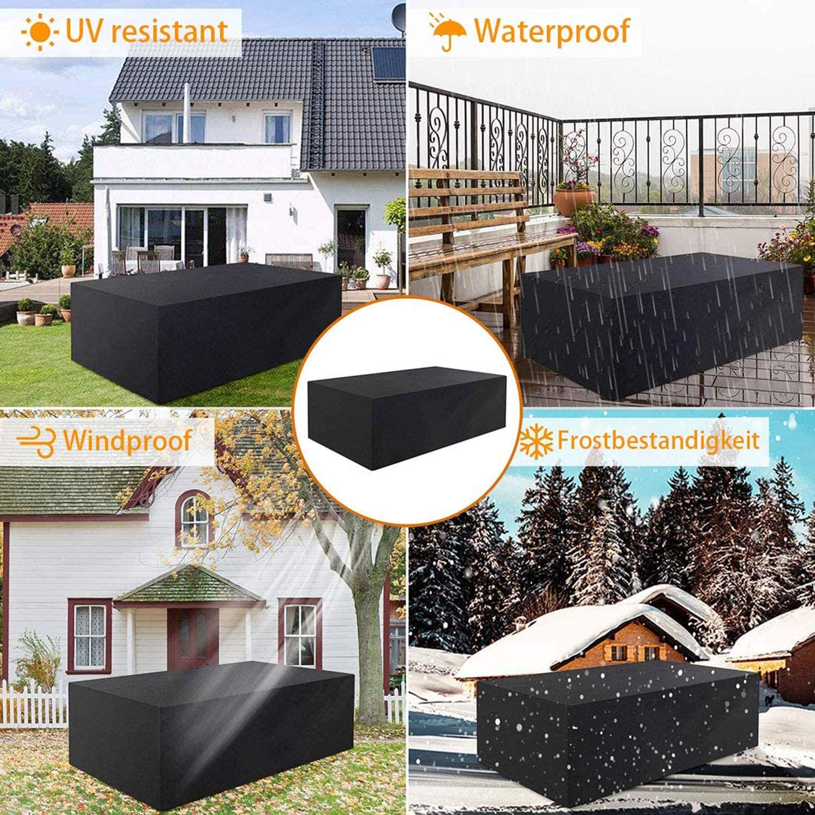 Fodere per mobili da Giardino 220x220x85cm, Copertura per mobili da Giardino, 420D Resistente Tessuto Oxford Antivento Impermeabile Anti-AV Cubo Copritavolo da Esterno