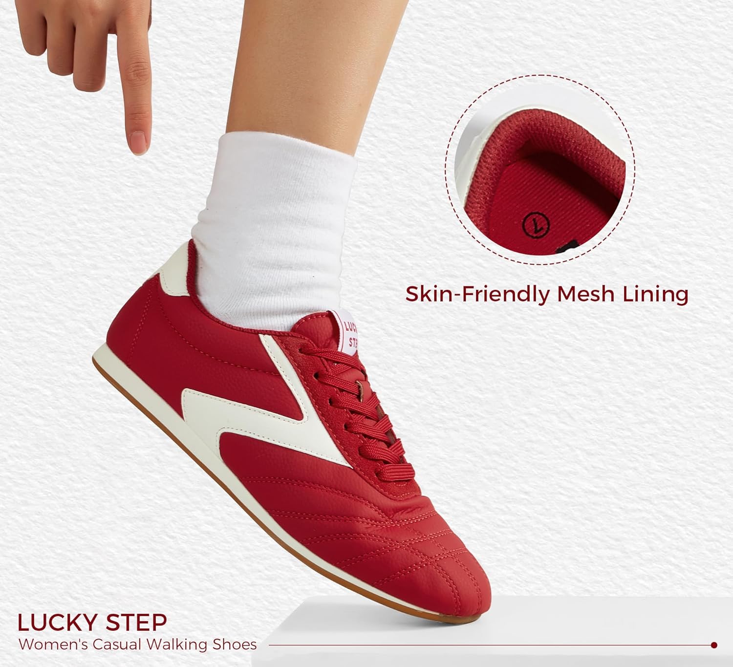 LUCKY STEP Women's Lightweight Fashion Sneakers Thin Sole Athletic Casual Running Gym Workout Comfortable Walking Tennis Trainers Shoes - Image 6