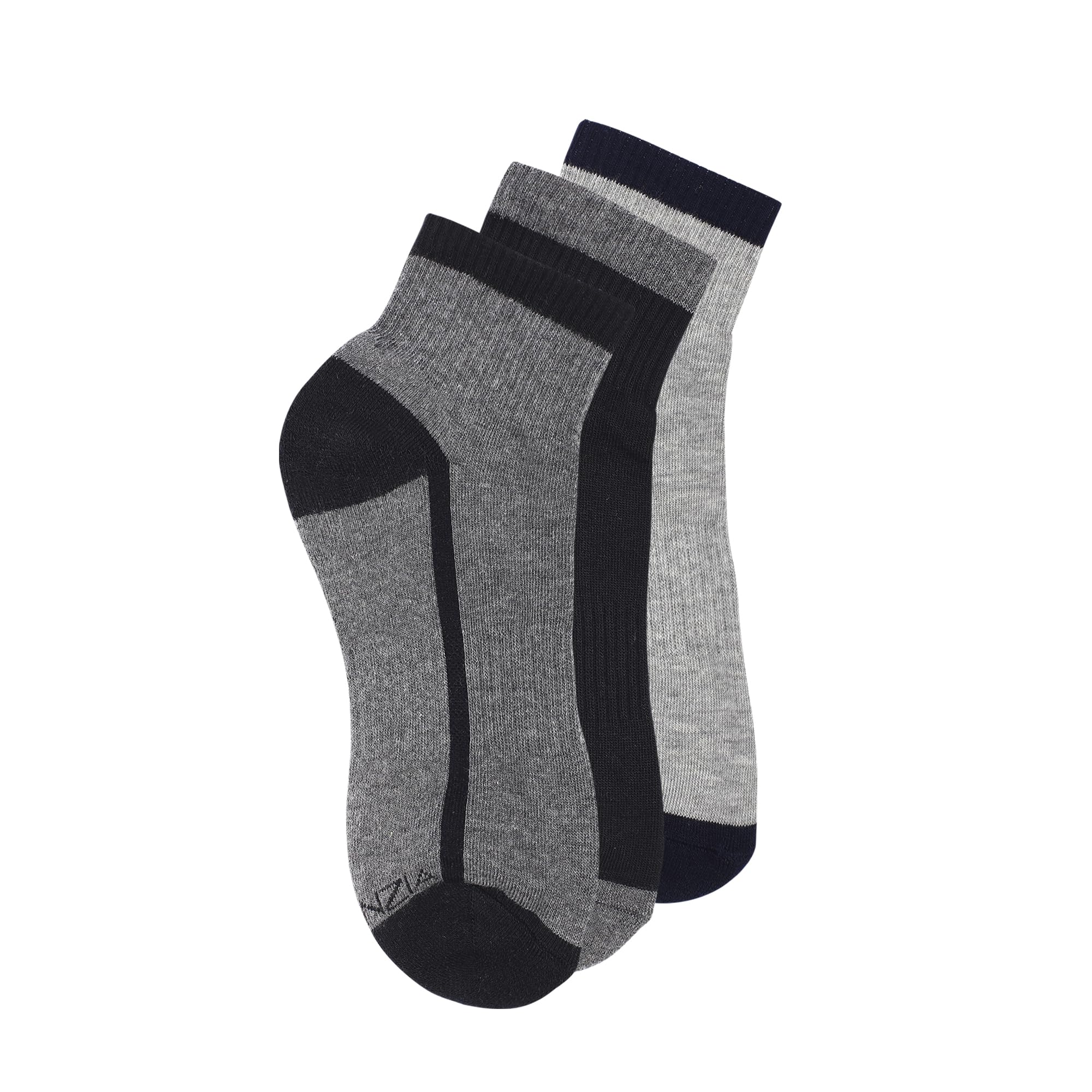 BALENZIA SocksXpress Men's Cushioned High Ankle Sports/Gym Socks (Free Size) Made with 100% Cotton & Spandex. Pack of 3 (Multicolour) | Terry/Towel Ankle Socks for Men. - Image 2 thumbnail