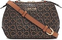 Calvin Klein Women's Lucy Triple Compartment Crossbody Bag - Stylish PVC Organizer with Zipper Closure & Multiple Pockets