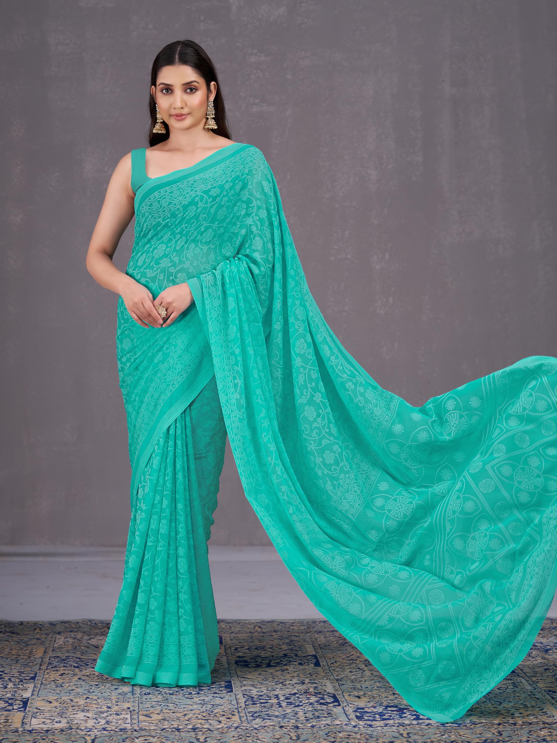 Garden Vareli Floral Print Nara Chiffon Saree 3