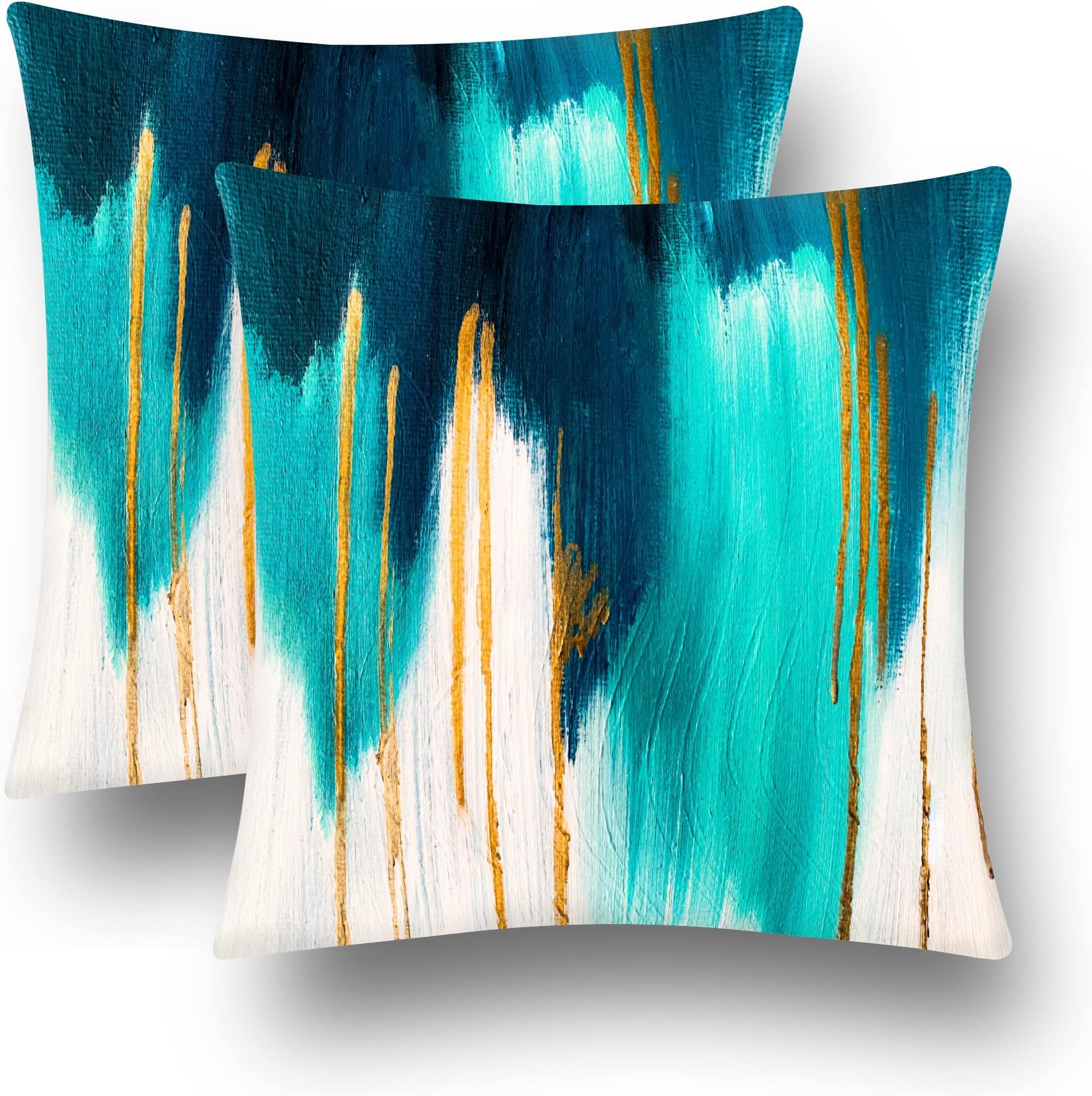 Teal Velvet Pillow Covers Marble Texture Abstract Pillowcase Artwork Contemporary Home Decorative Throw Pillow Covers Modern Cushion Covers for Bedroom Sofa Living Room 18X18 Inch, Set of 2