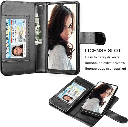 Miniatura 3 de NJJEX Funda compatible con LG K51LG Q51  LG ReflectLG K51, 9 ranuras para tarjetas Funda de piel sintética para tarjetas de crédito de